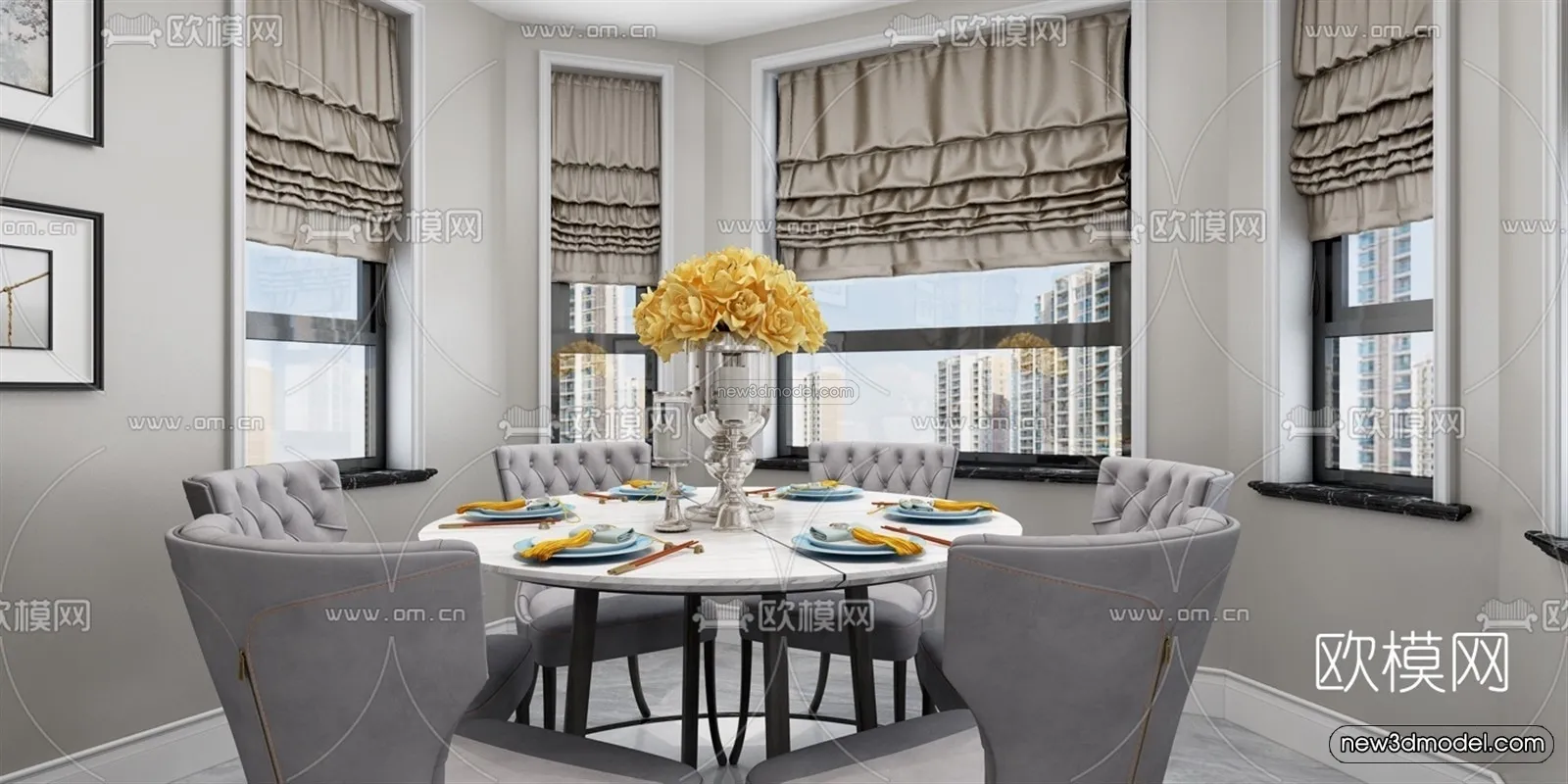 Europe Style Interior 3D Blocks - Living Room 3D Model - 038