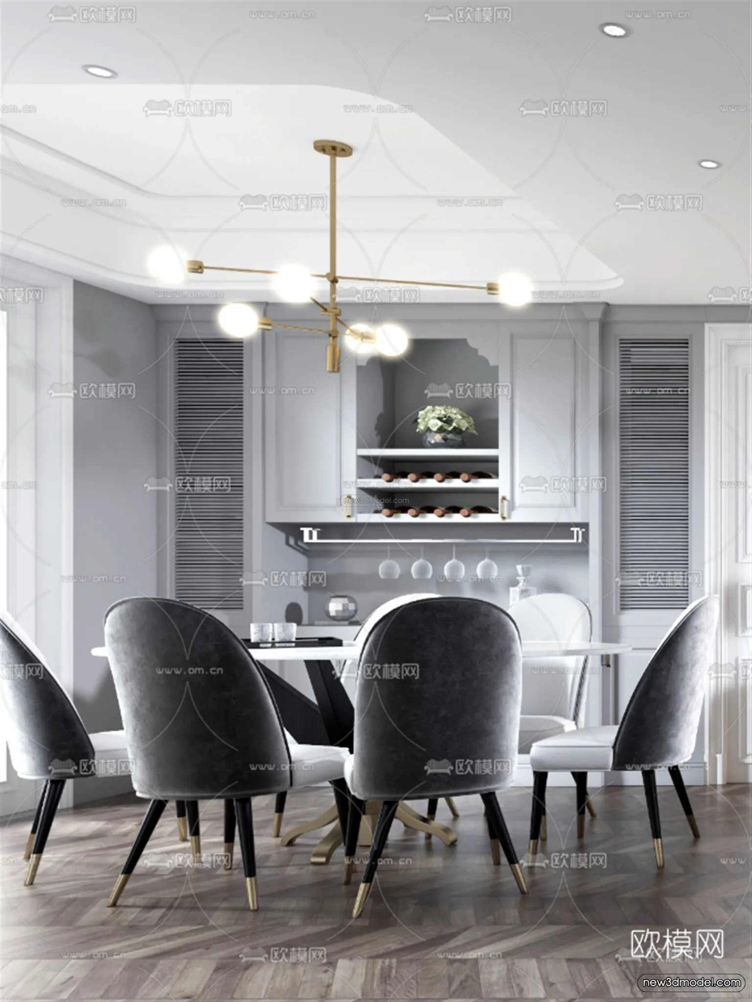 Europe Style Interior 3D Blocks - Living Room 3D Model - 047