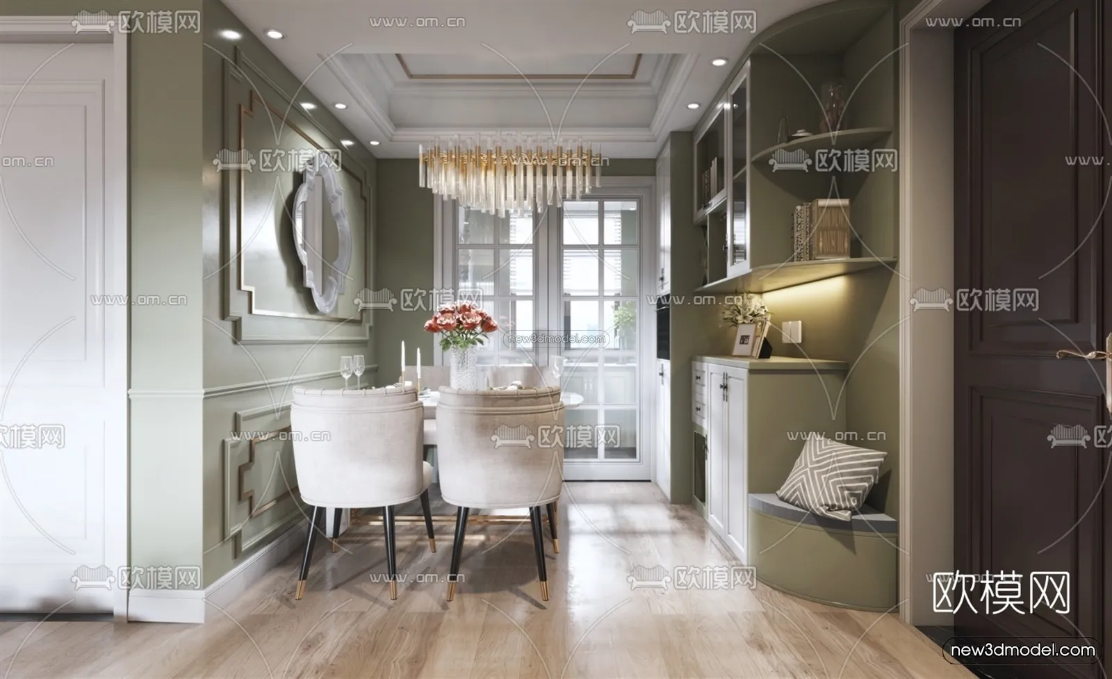 Europe Style Interior 3D Blocks - Living Room 3D Model - 048