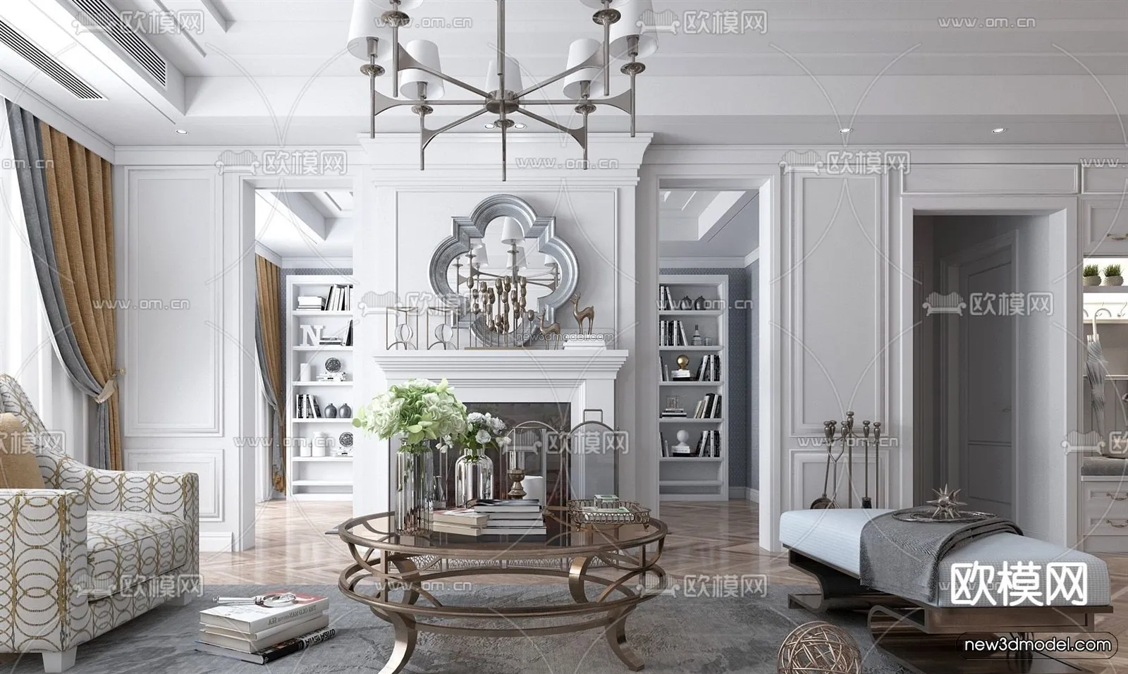 Europe Style Interior 3D Blocks - Living Room 3D Model - 050