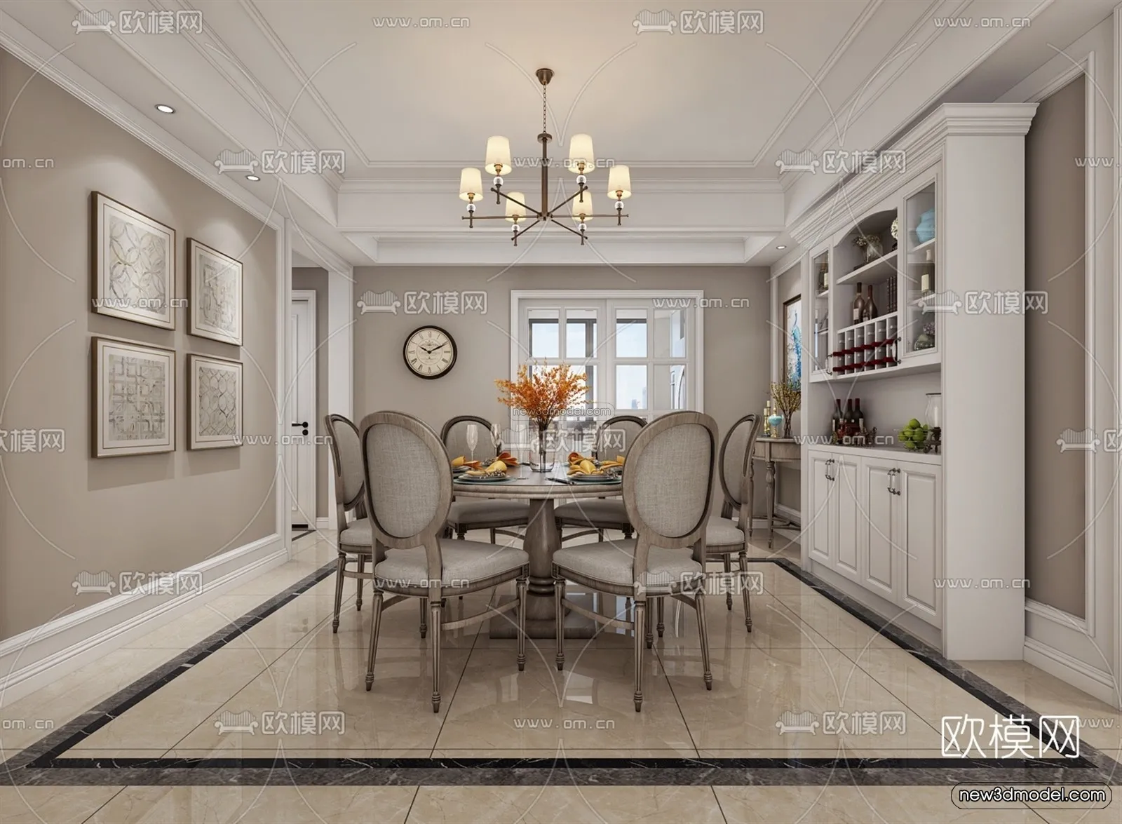 Europe Style Interior 3D Blocks - Living Room 3D Model - 052