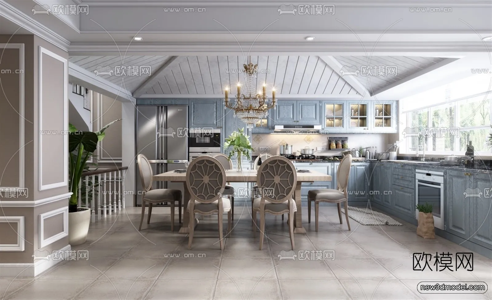 Europe Style Interior 3D Blocks - Living Room 3D Model - 053