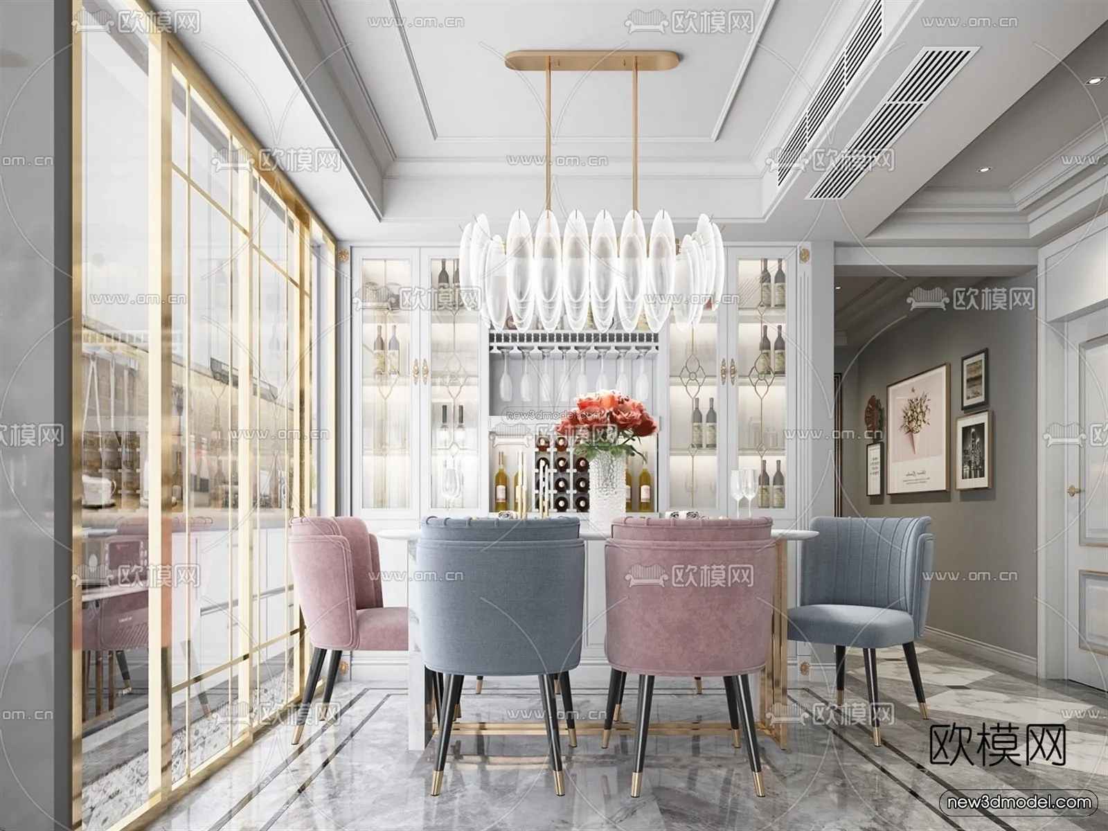 Europe Style Interior 3D Blocks - Living Room 3D Model - 054