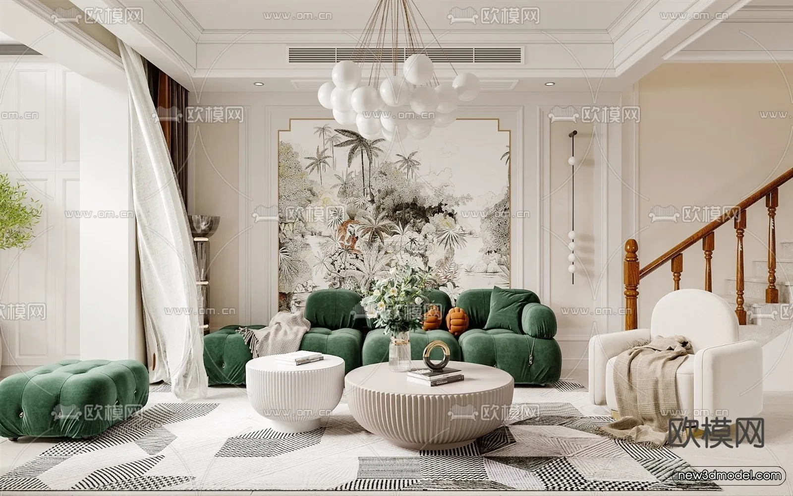 Europe Style Interior 3D Blocks - Living Room 3D Model - 057