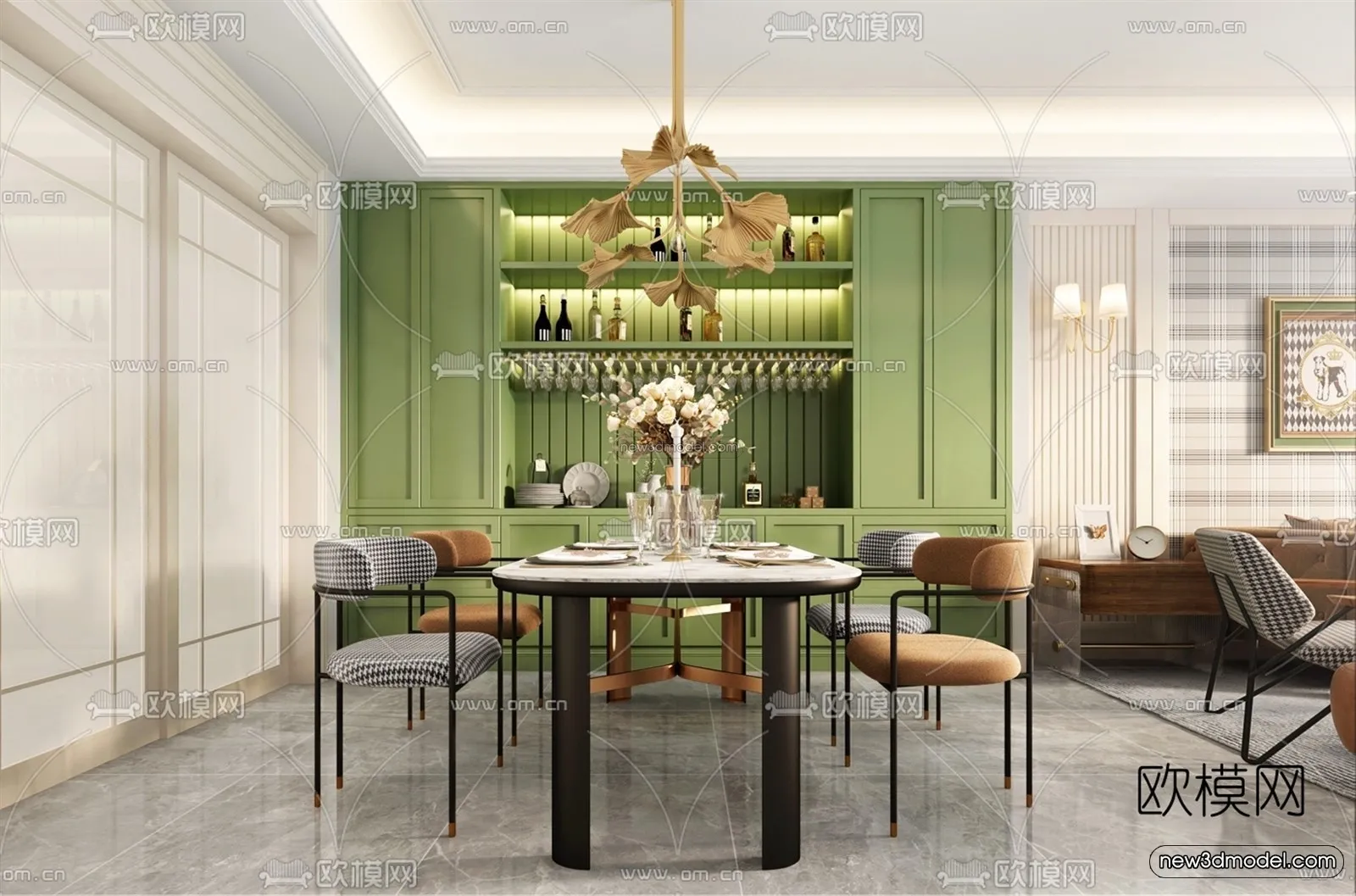 Europe Style Interior 3D Blocks - Living Room 3D Model - 060