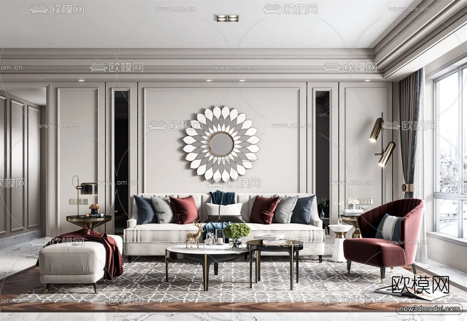 Europe Style Interior 3D Blocks - Living Room 3D Model - 062