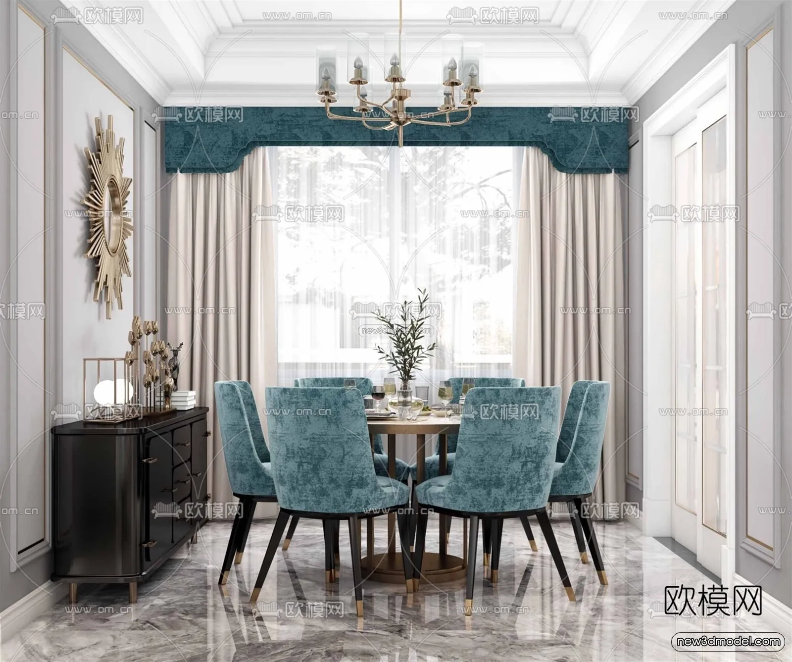 Europe Style Interior 3D Blocks - Living Room 3D Model - 075