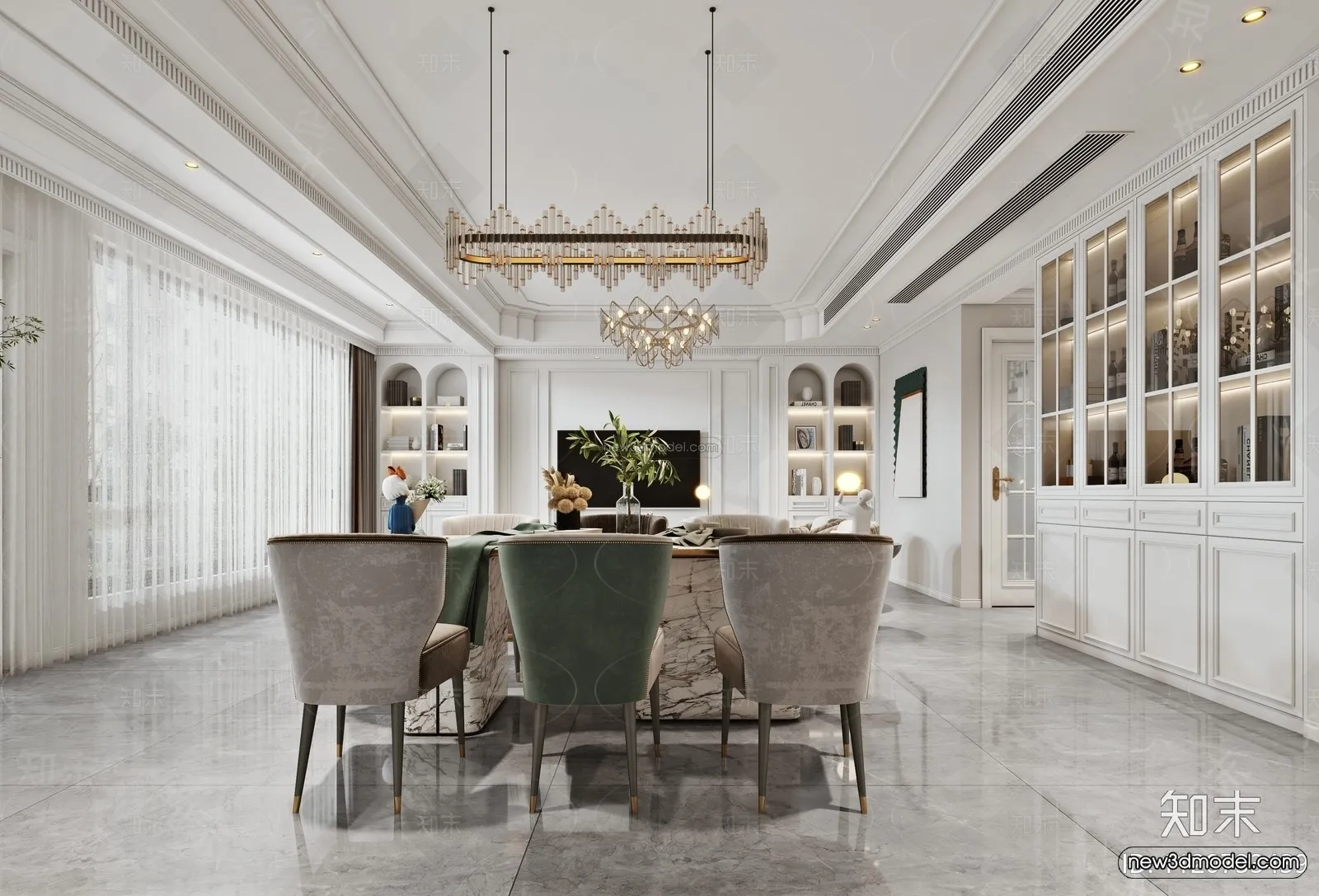 Europe Style Interior 3D Blocks - Living Room 3D Model - 101