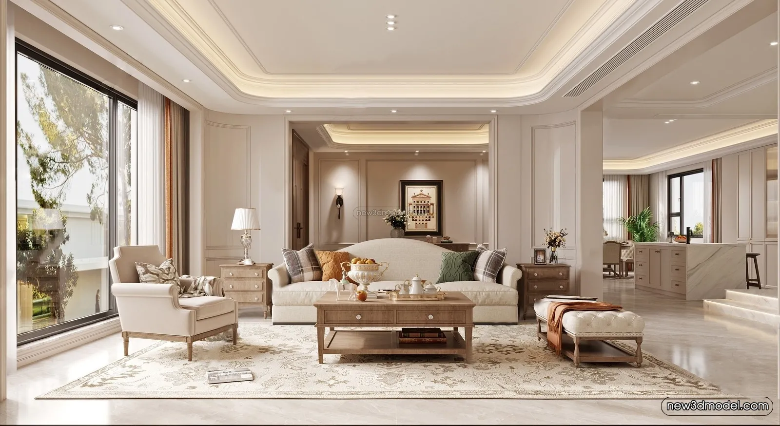 Europe Style Interior 3D Blocks - Living Room 3D Model - 102