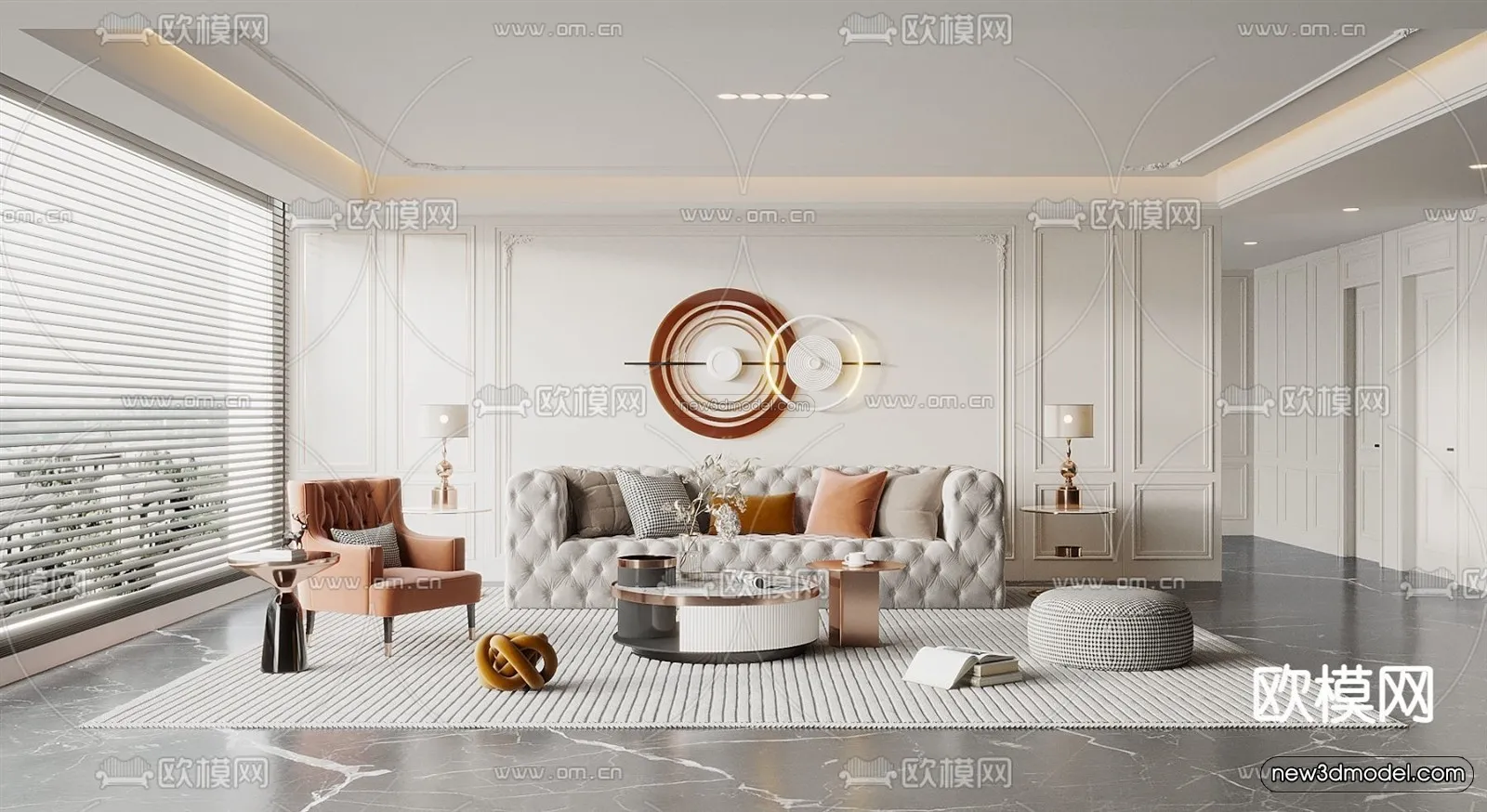 Europe Style Interior 3D Blocks - Living Room 3D Model - 105