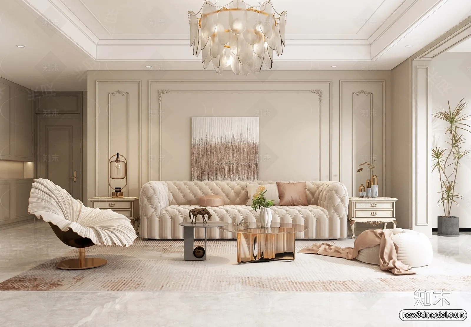 Europe Style Interior 3D Blocks - Living Room 3D Model - 106