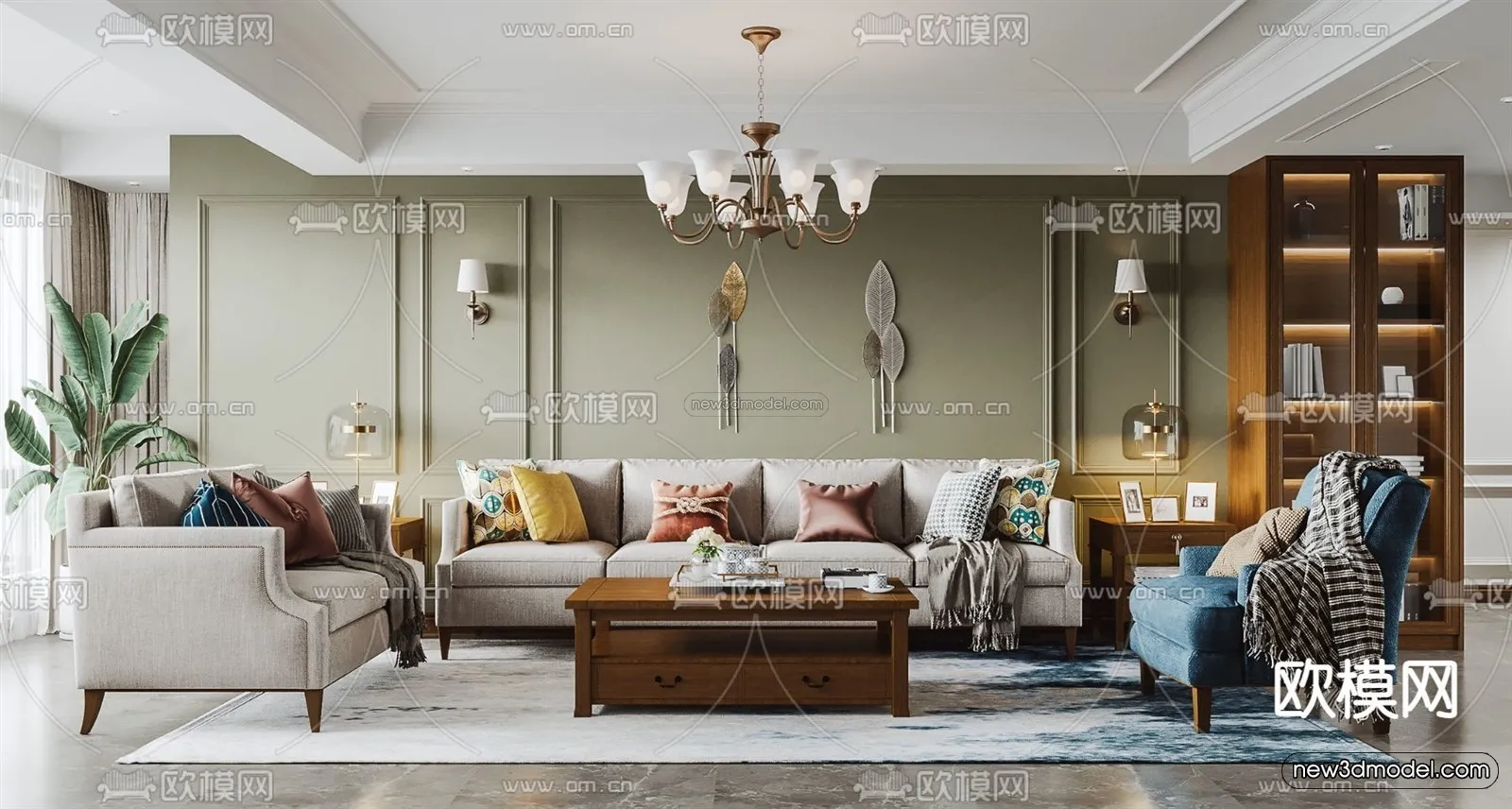 Europe Style Interior 3D Blocks - Living Room 3D Model - 113