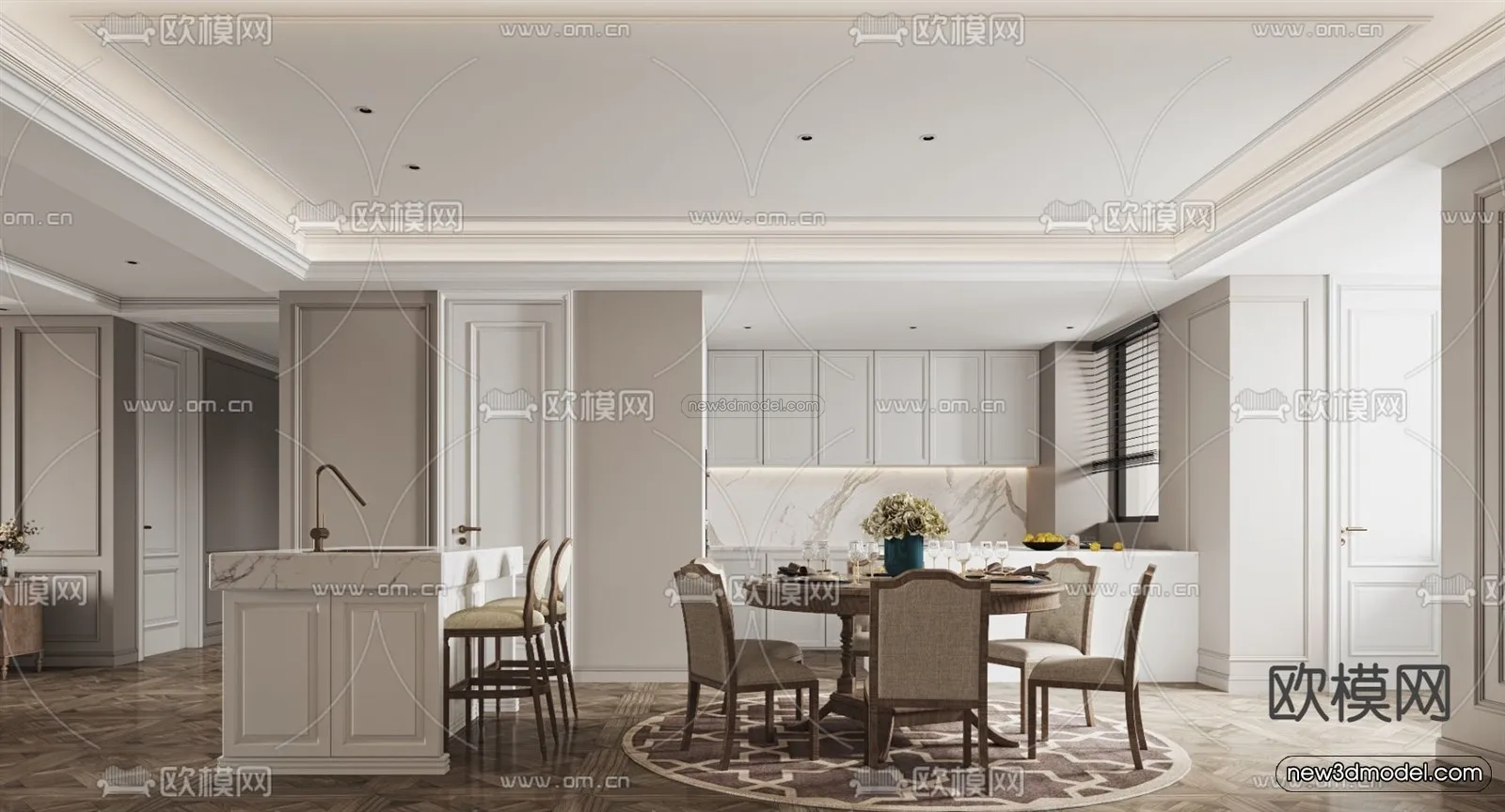 Europe Style Interior 3D Blocks - Living Room 3D Model - 114