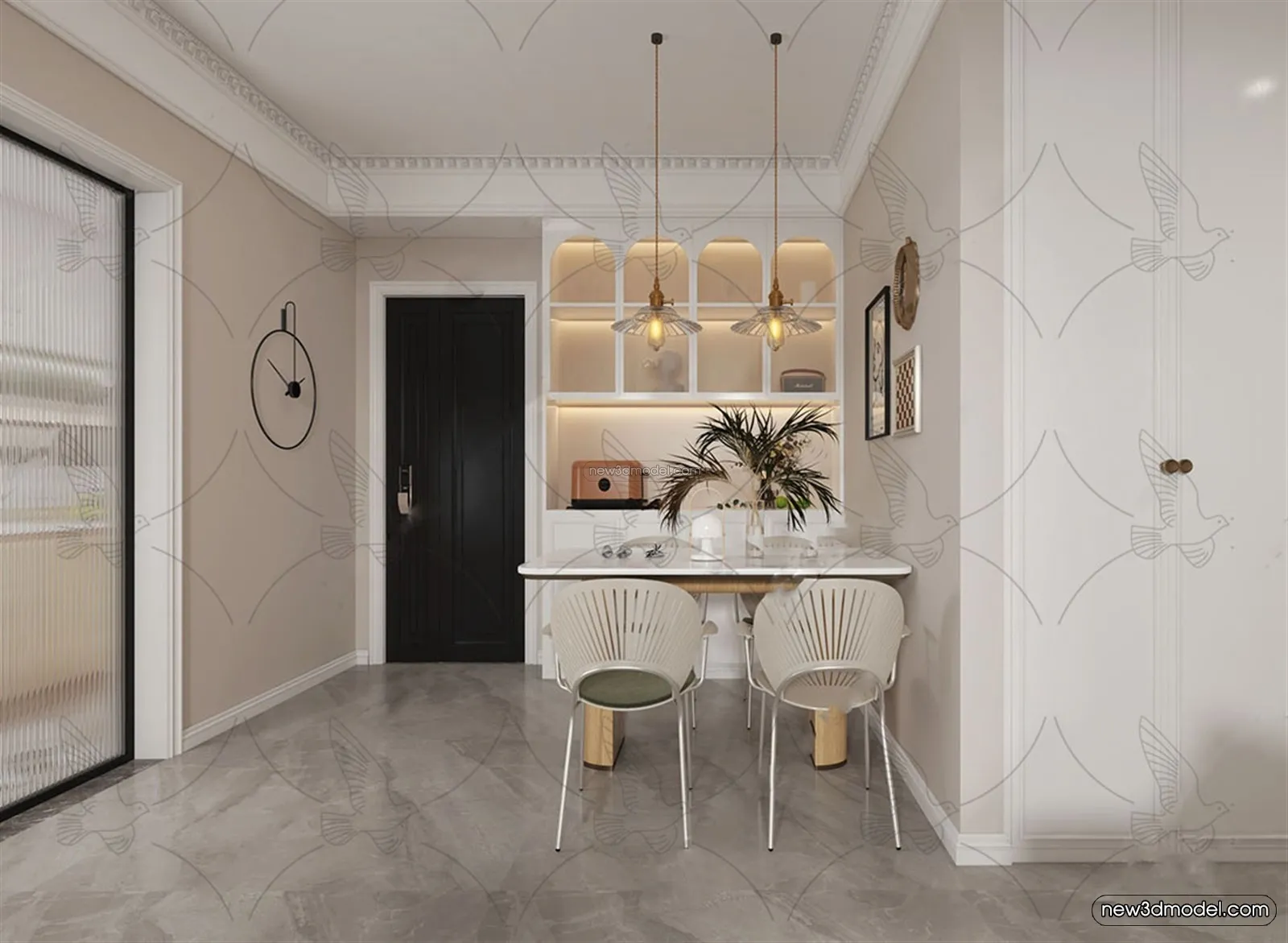 Europe Style Interior 3D Blocks - Living Room 3D Model - 115