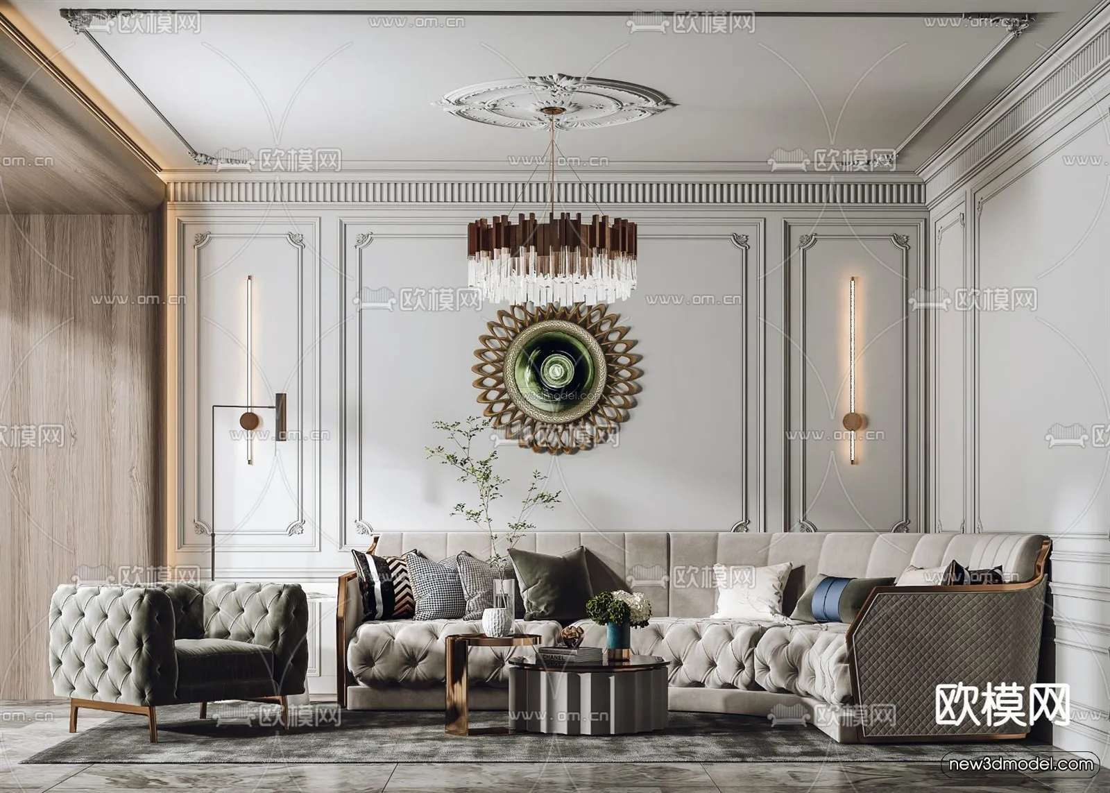 Europe Style Interior 3D Blocks - Living Room 3D Model - 117