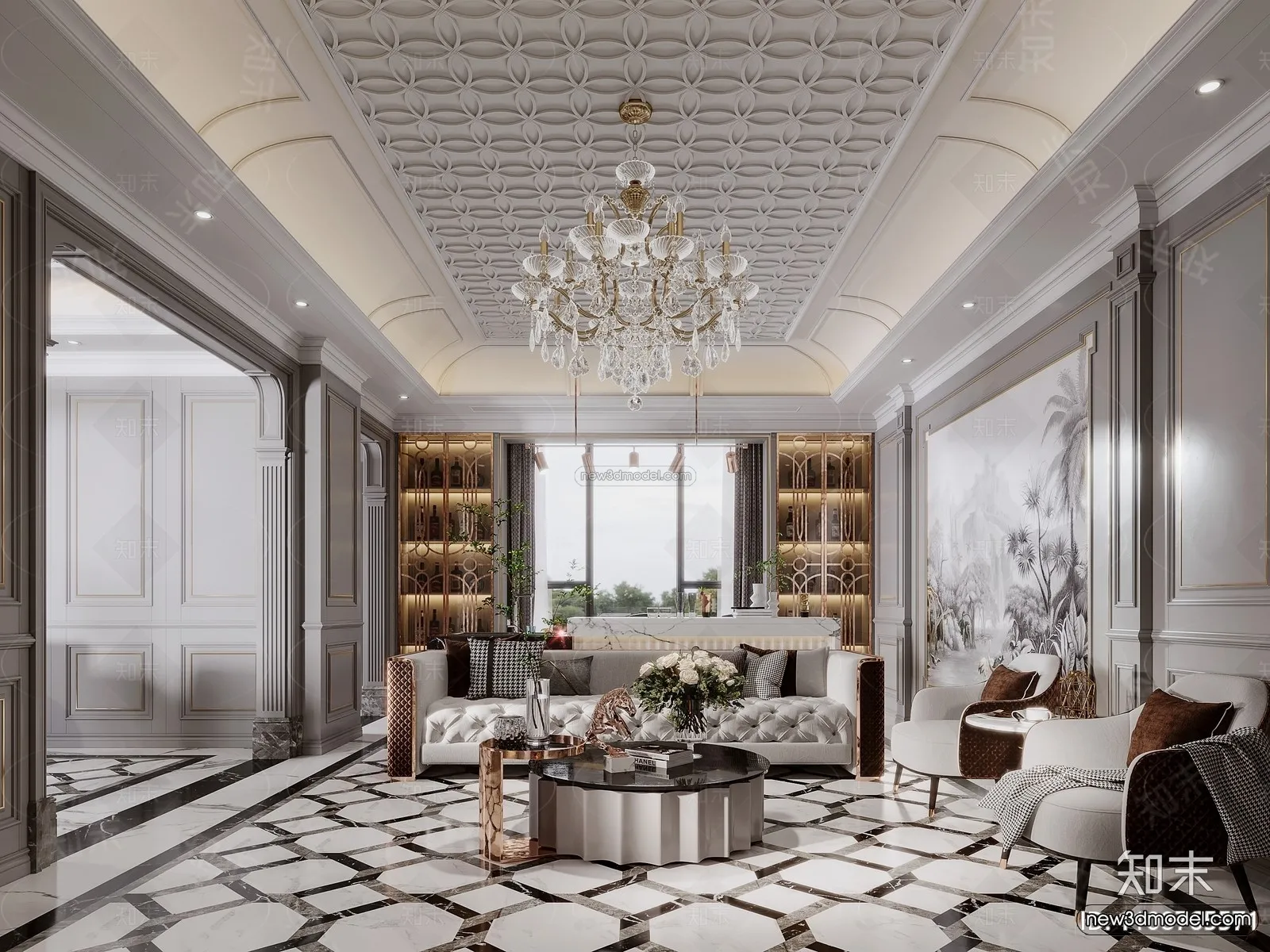 Europe Style Interior 3D Blocks - Living Room 3D Model - 118