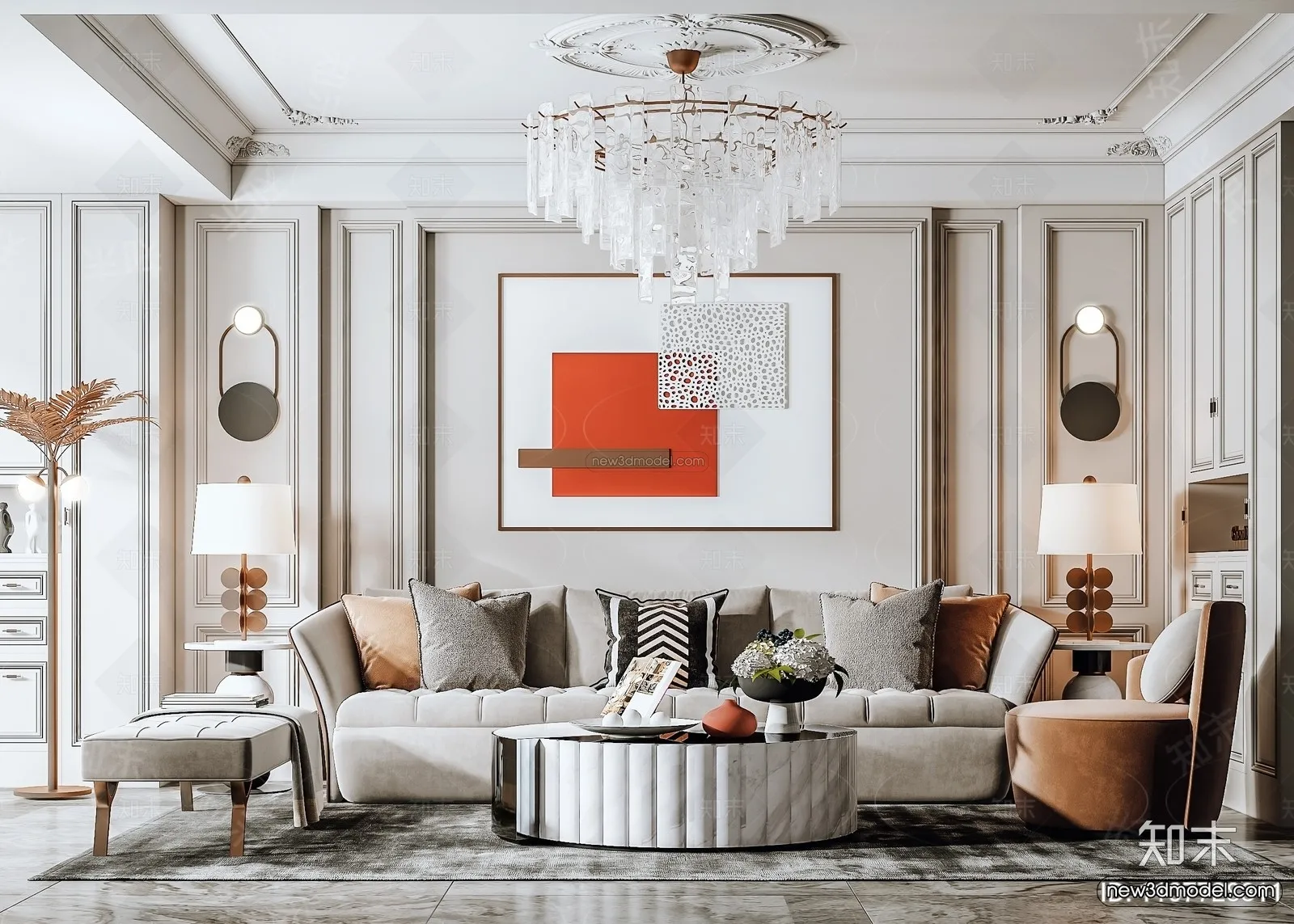 Europe Style Interior 3D Blocks - Living Room 3D Model - 119