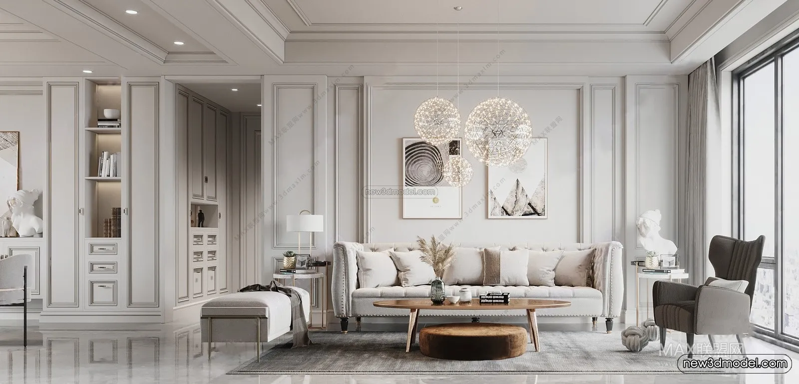 Europe Style Interior 3D Blocks - Living Room 3D Model - 127