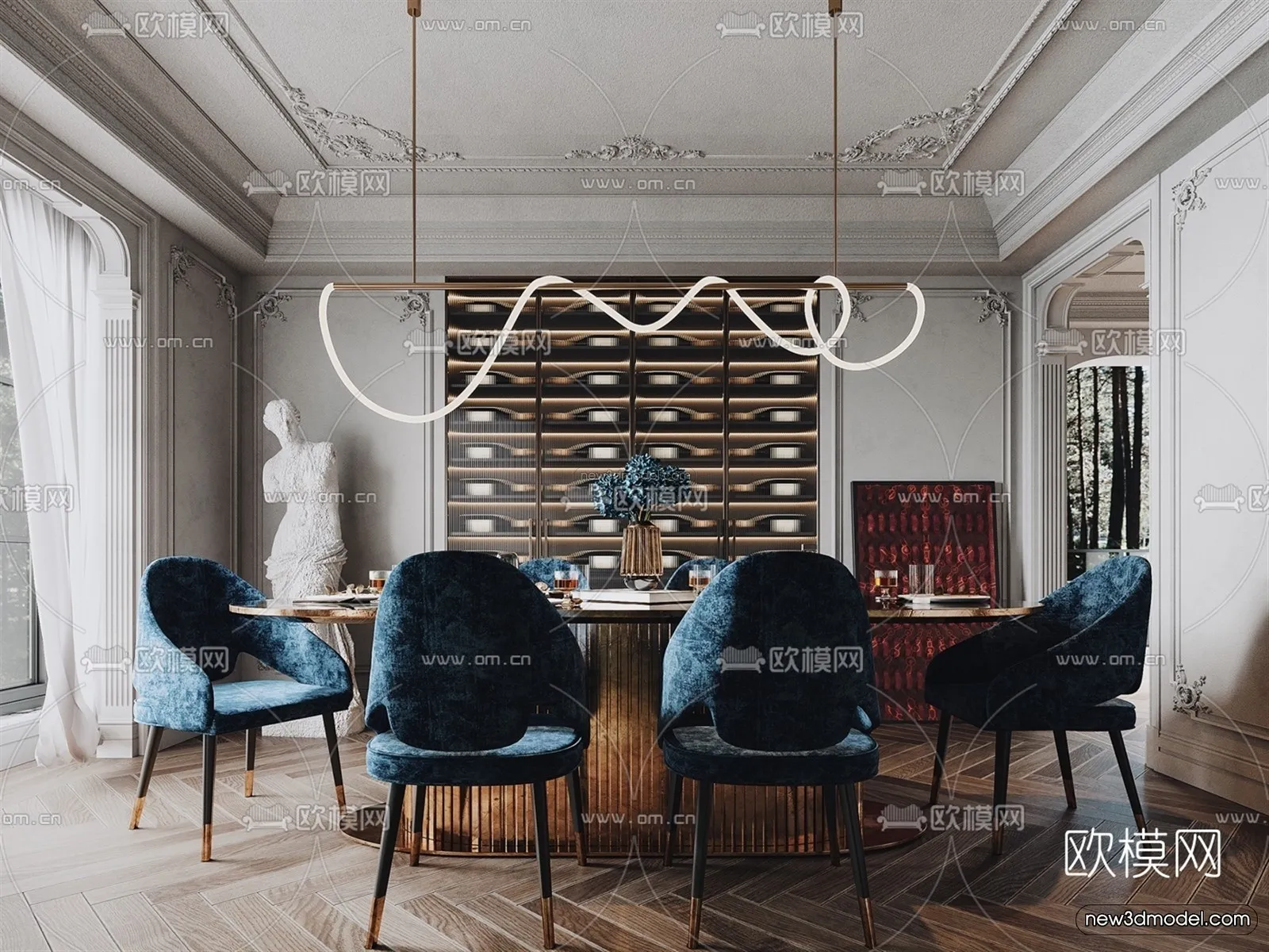 Europe Style Interior 3D Blocks - Living Room 3D Model - 138