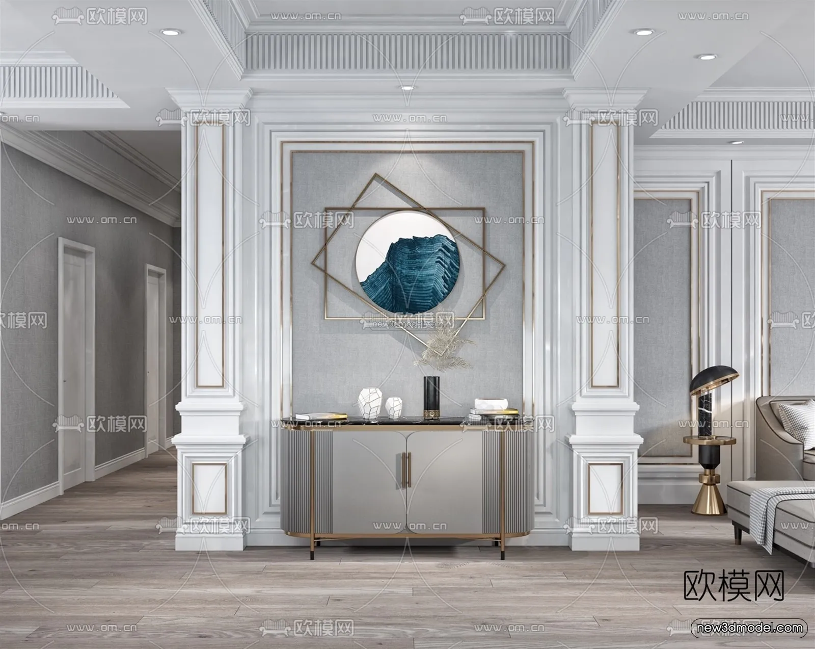 Europe Style Interior 3D Blocks - Living Room 3D Model - 139