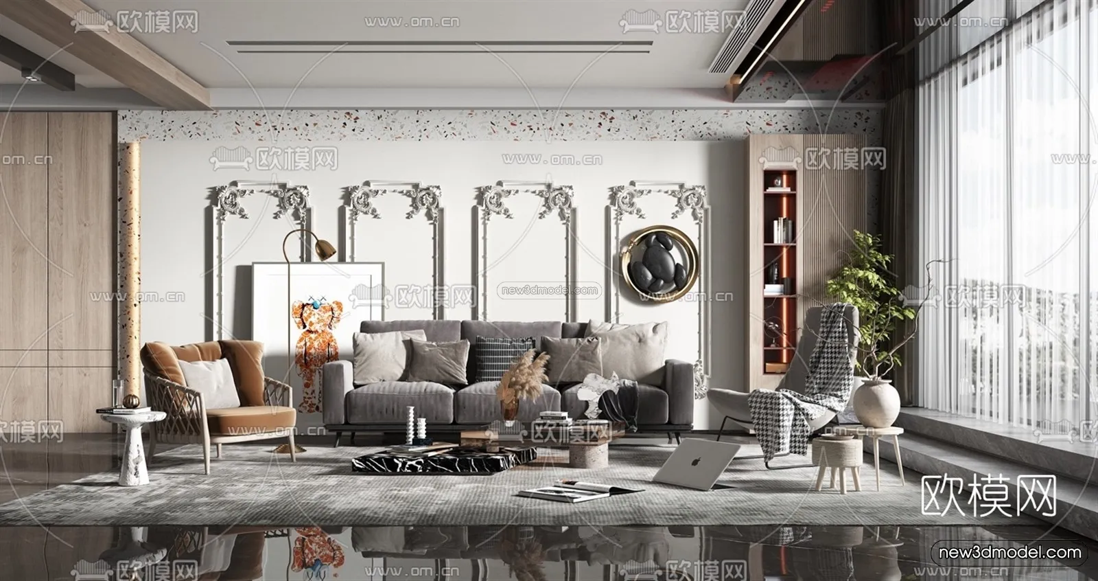 Europe Style Interior 3D Blocks - Living Room 3D Model - 152