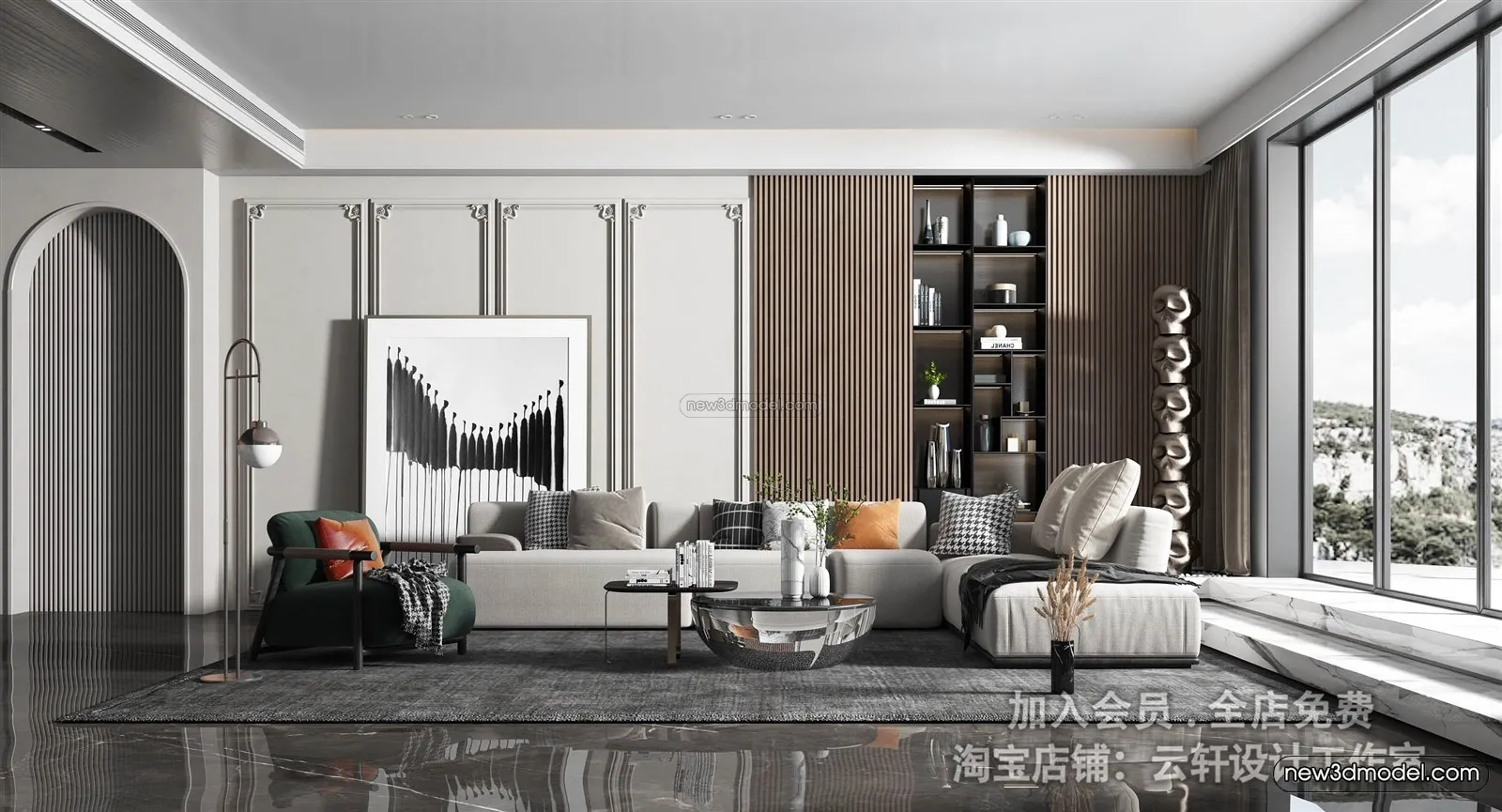 Europe Style Interior 3D Blocks - Living Room 3D Model - 158