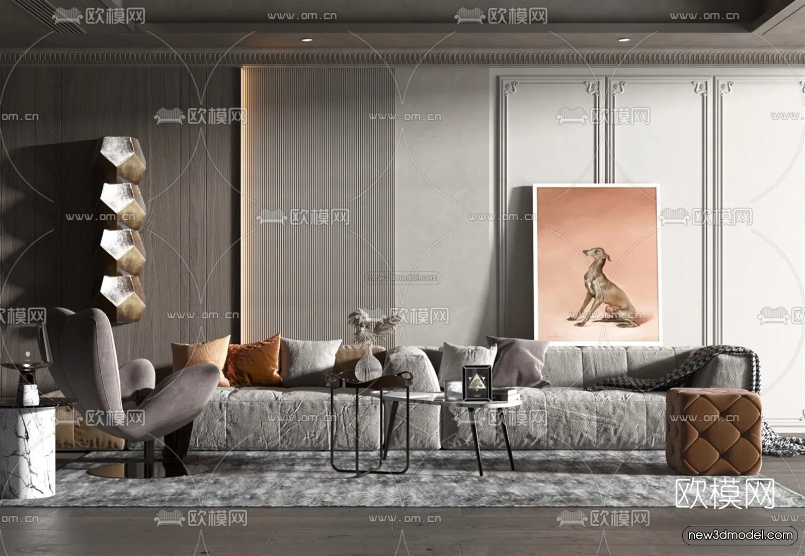 Europe Style Interior 3D Blocks - Living Room 3D Model - 163