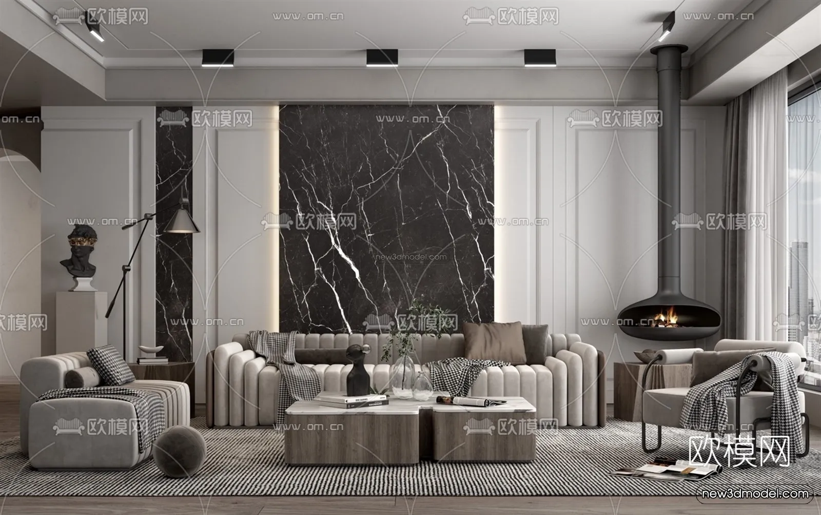 Europe Style Interior 3D Blocks - Living Room 3D Model - 164