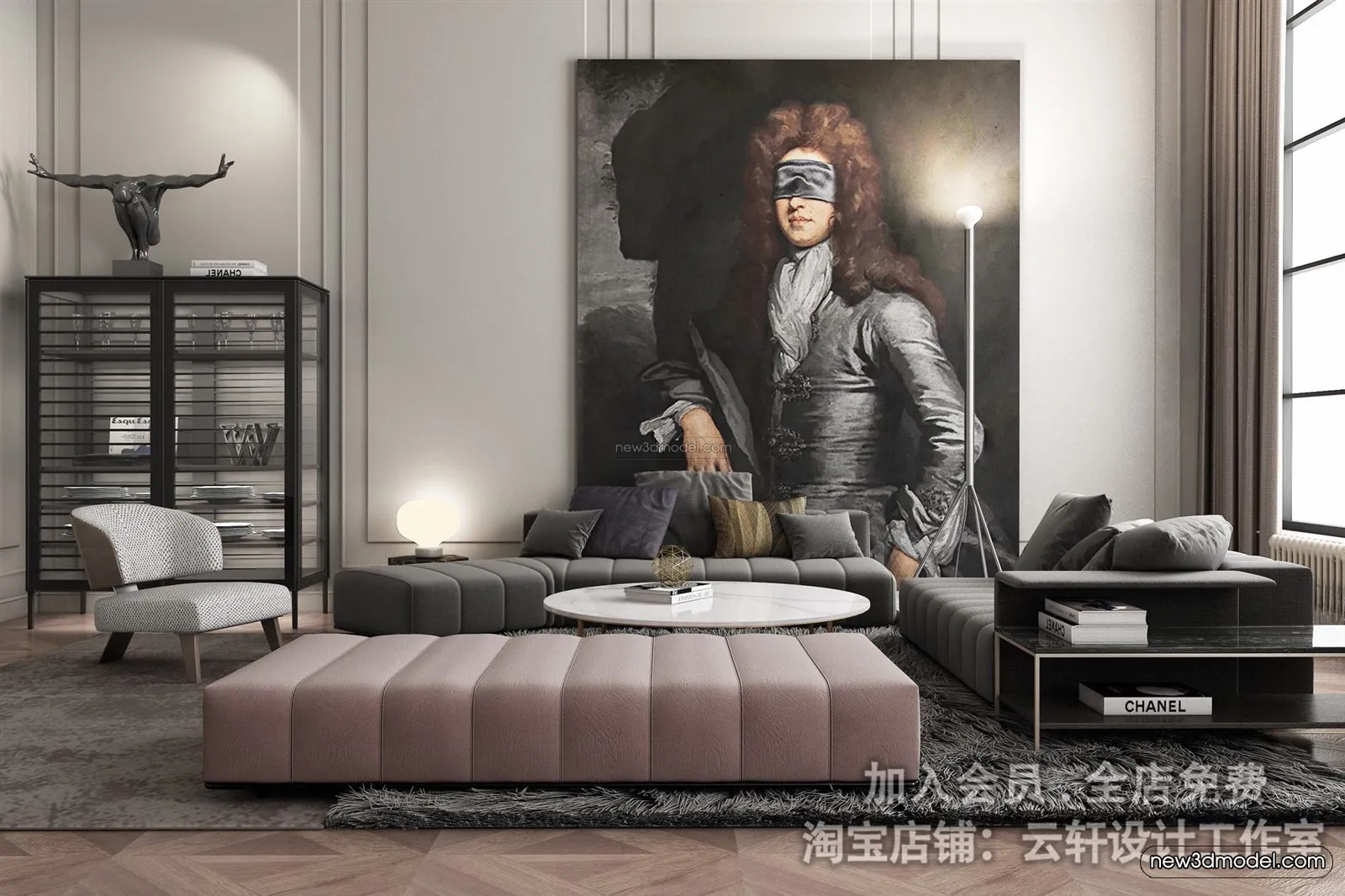 Europe Style Interior 3D Blocks - Living Room 3D Model - 167