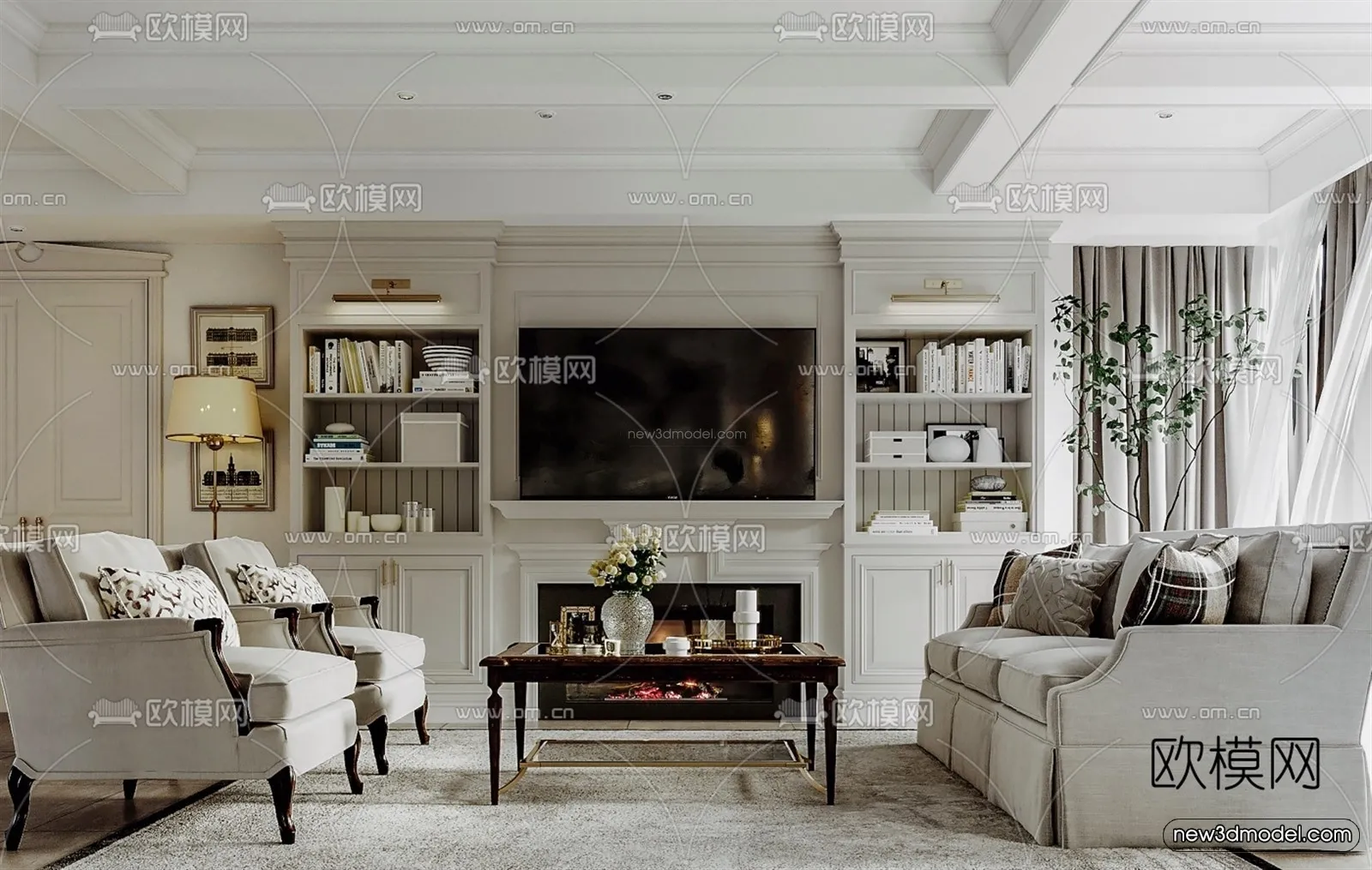 Europe Style Interior 3D Blocks - Living Room 3D Model - 171