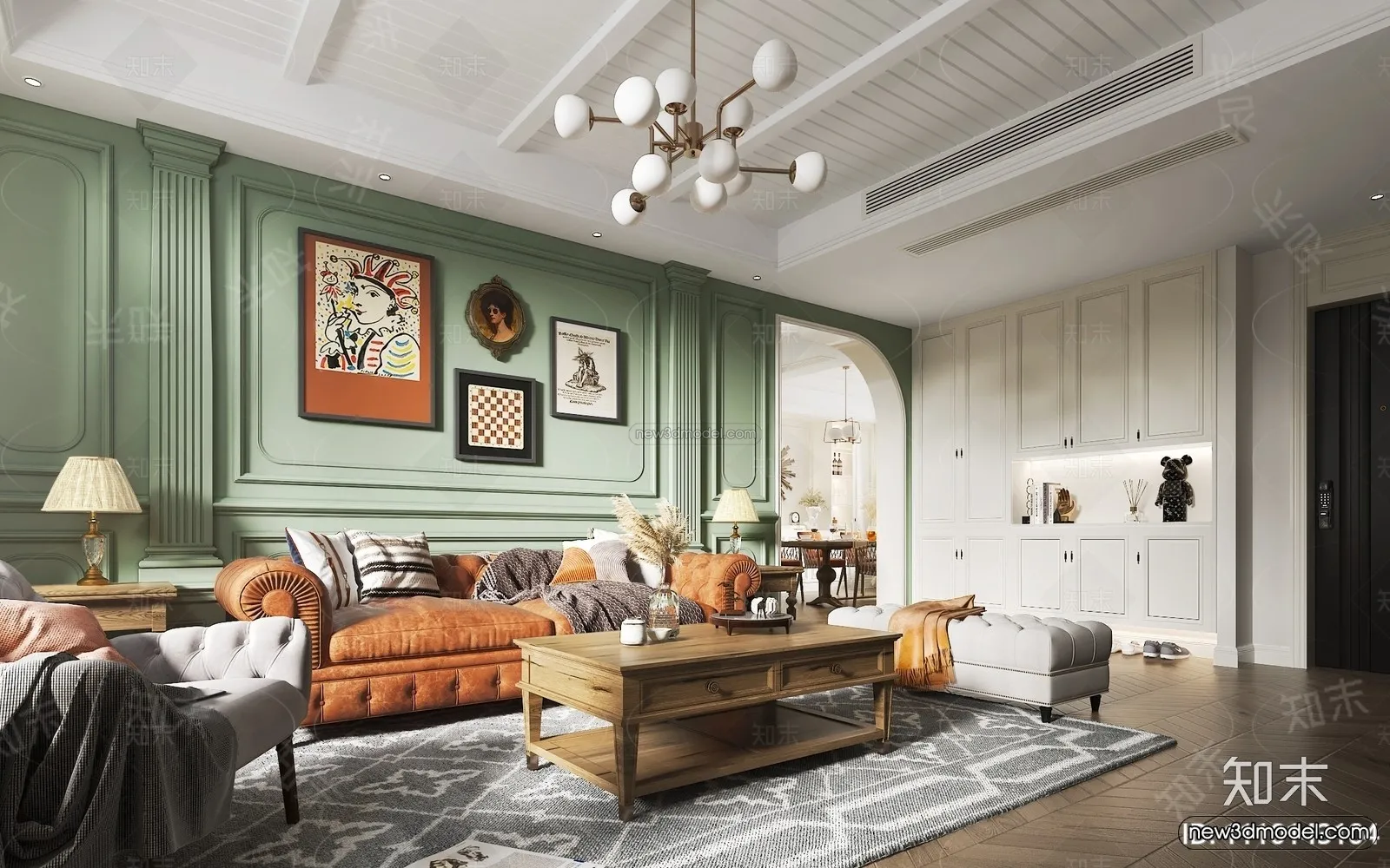 Europe Style Interior 3D Blocks - Living Room 3D Model - 174