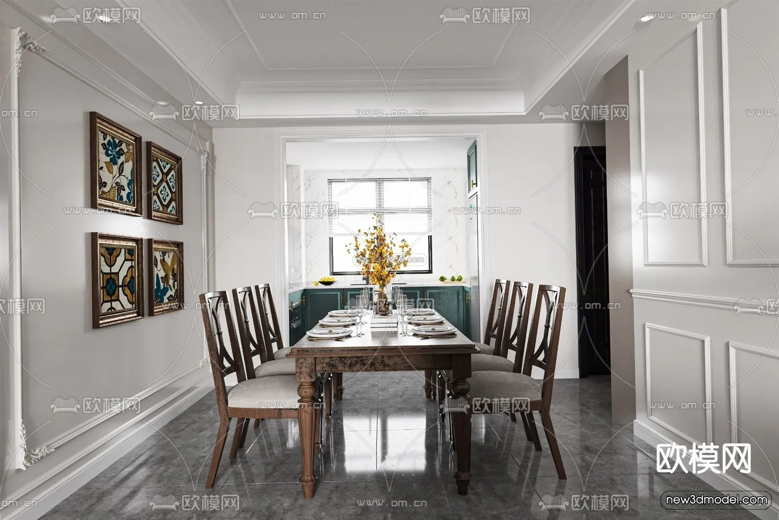 Europe Style Interior 3D Blocks - Living Room 3D Model - 177