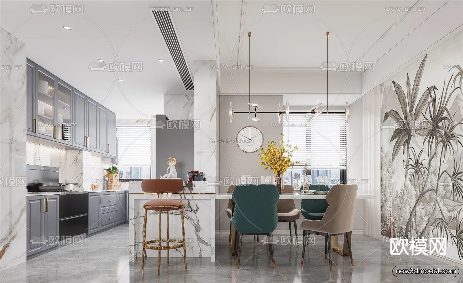 Europe Style Interior 3D Blocks - Living Room 3D Model - 181