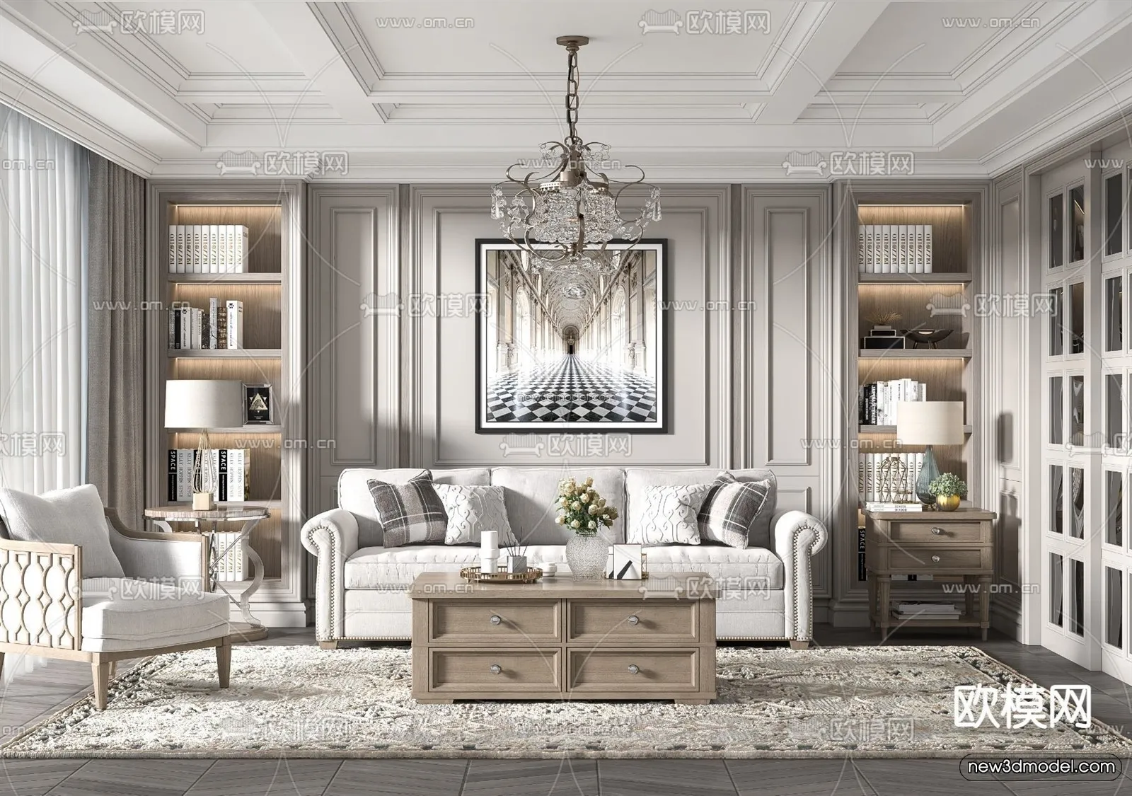 Europe Style Interior 3D Blocks - Living Room 3D Model - 182