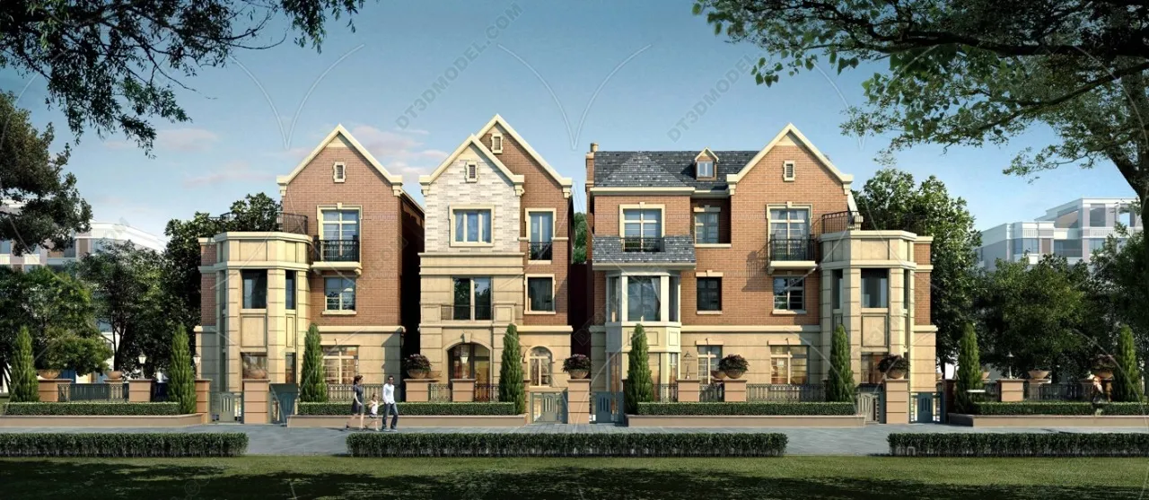 Europe Style Villa 3D Model - 3D Blocks - 002