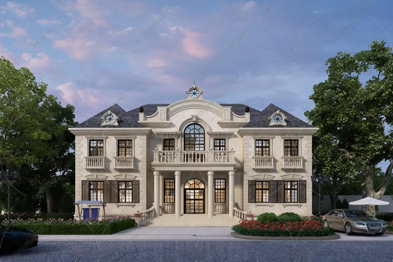 Europe Style Villa 3D Model - 3D Blocks - 003