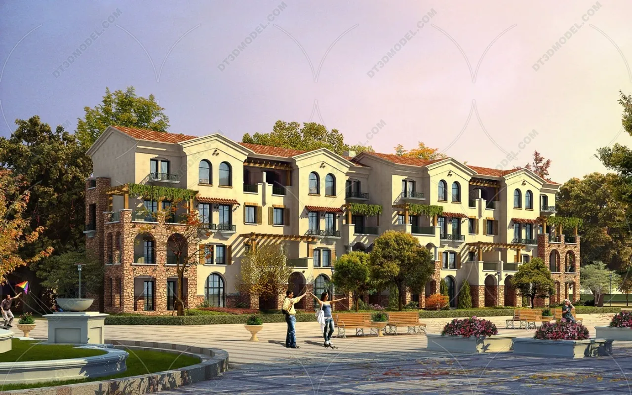 Europe Style Villa 3D Model - 3D Blocks - 004