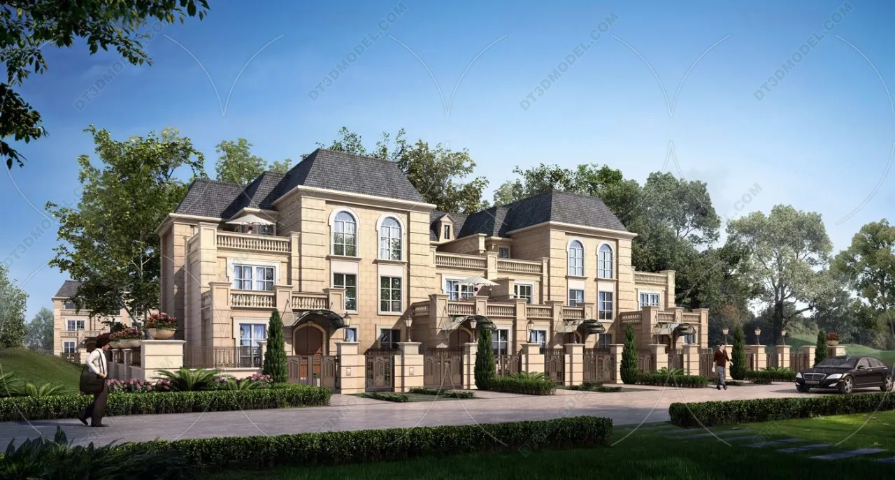 Europe Style Villa 3D Model - 3D Blocks - 007