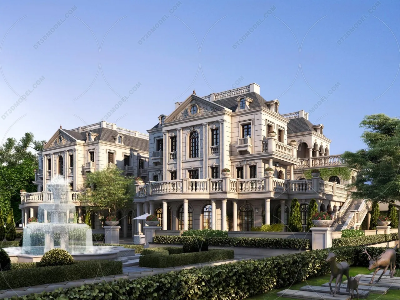 Europe Style Villa 3D Model - 3D Blocks - 013