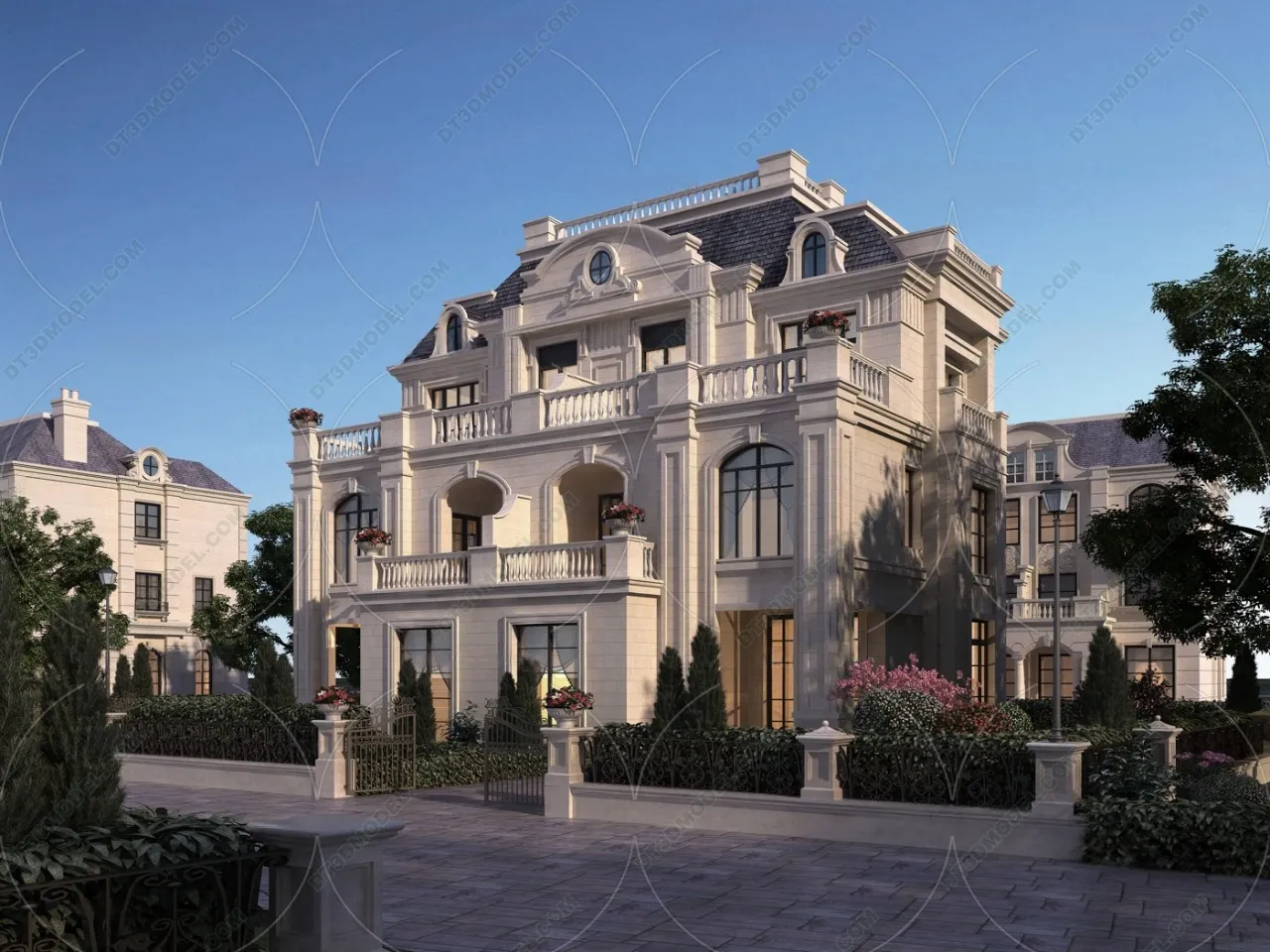 Europe Style Villa 3D Model - 3D Blocks - 016
