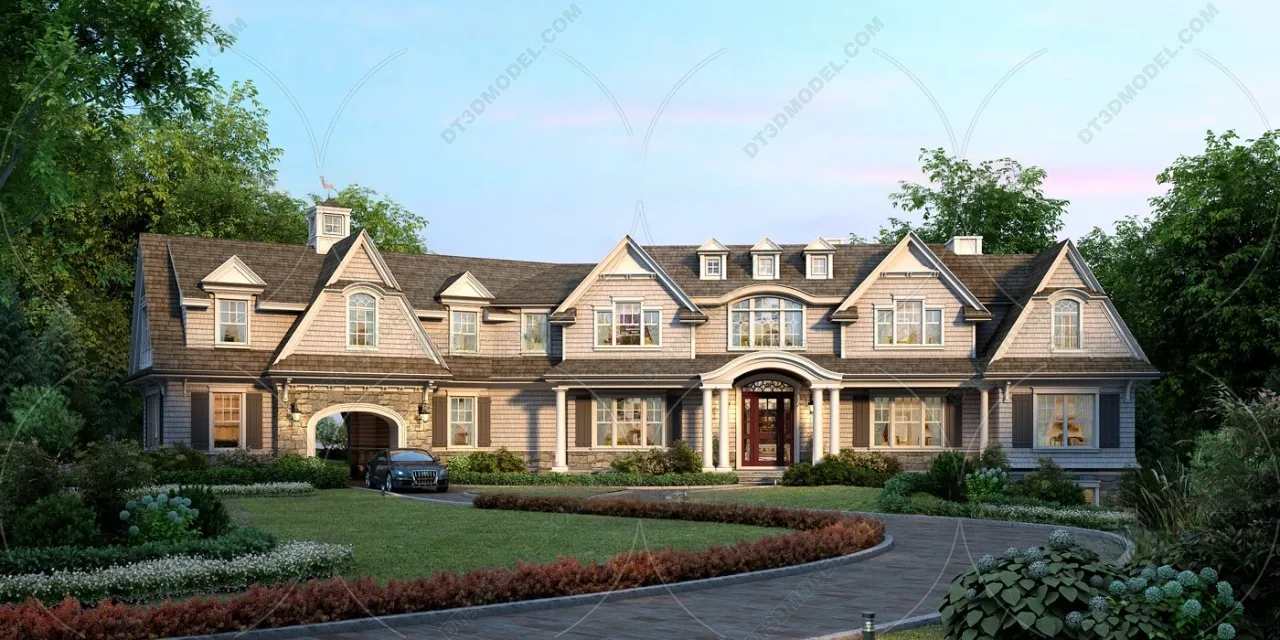 Europe Style Villa 3D Model - 3D Blocks - 020