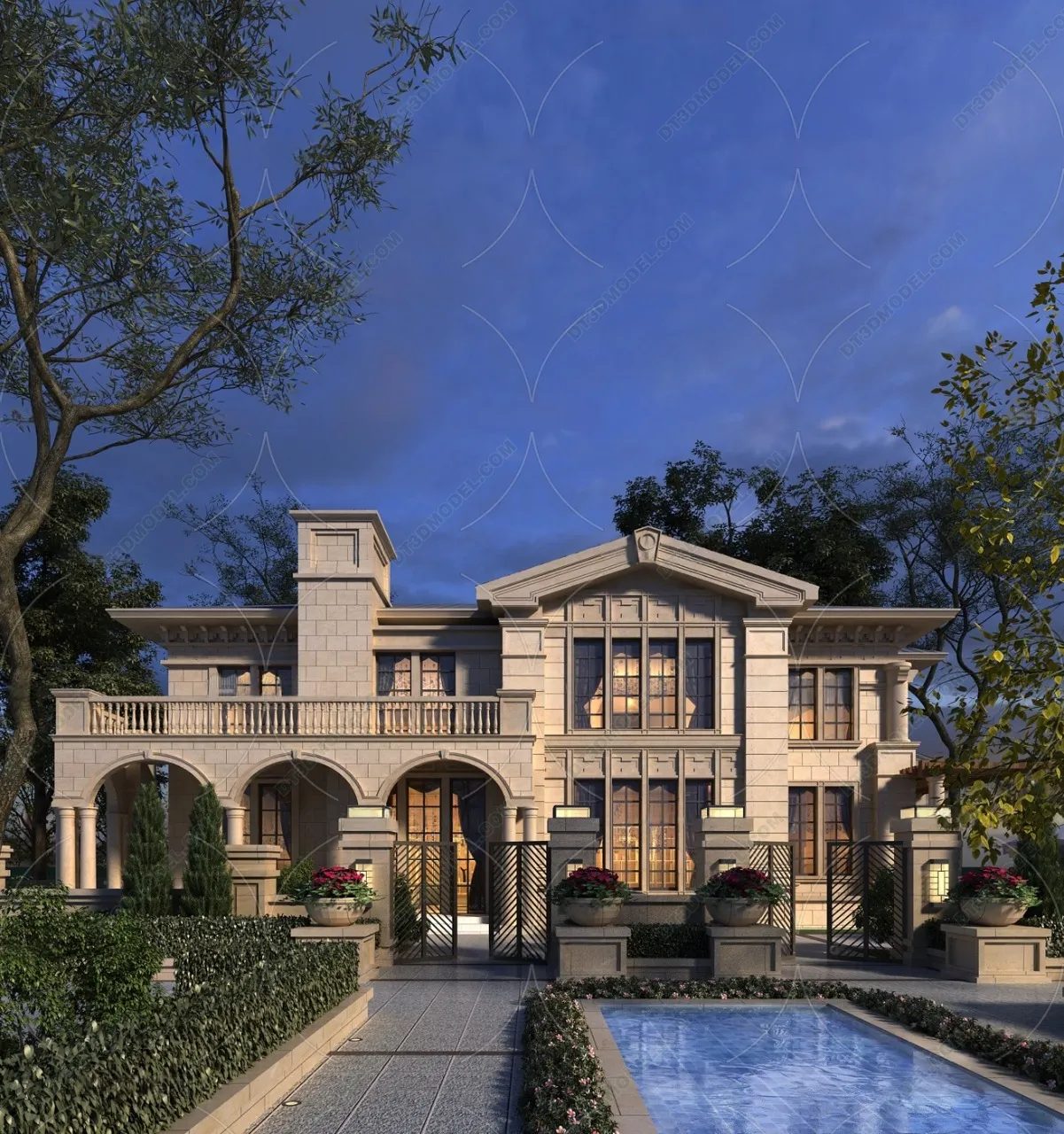 Europe Style Villa 3D Model - 3D Blocks - 021