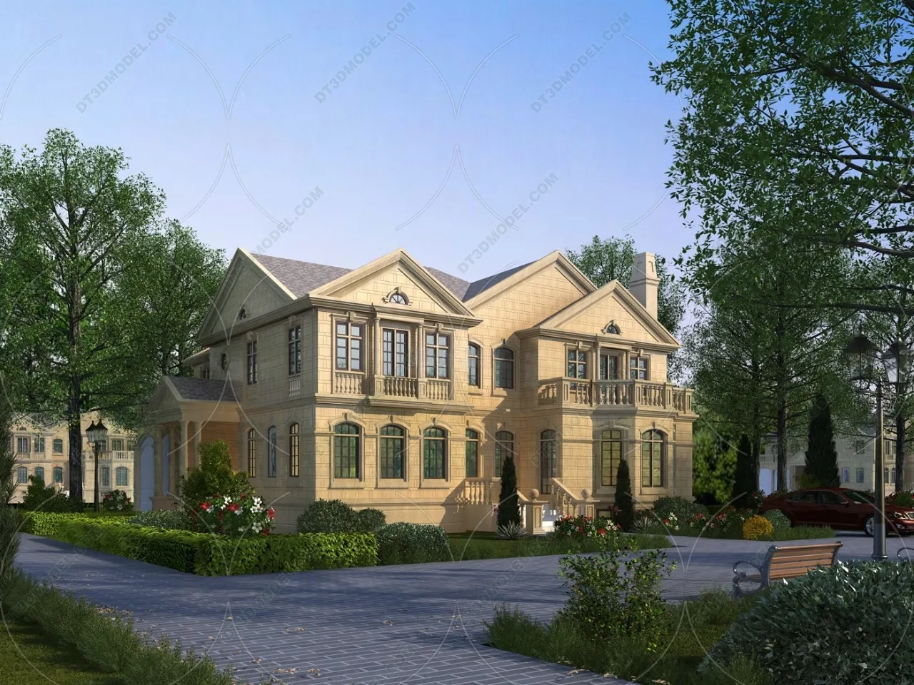 Europe Style Villa 3D Model - 3D Blocks - 024
