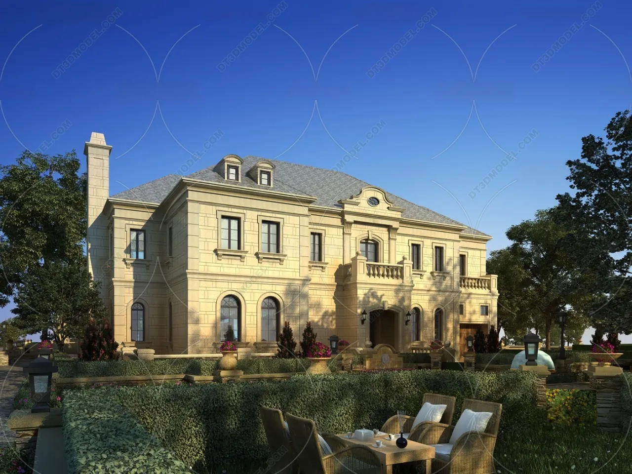 Europe Style Villa 3D Model - 3D Blocks - 025