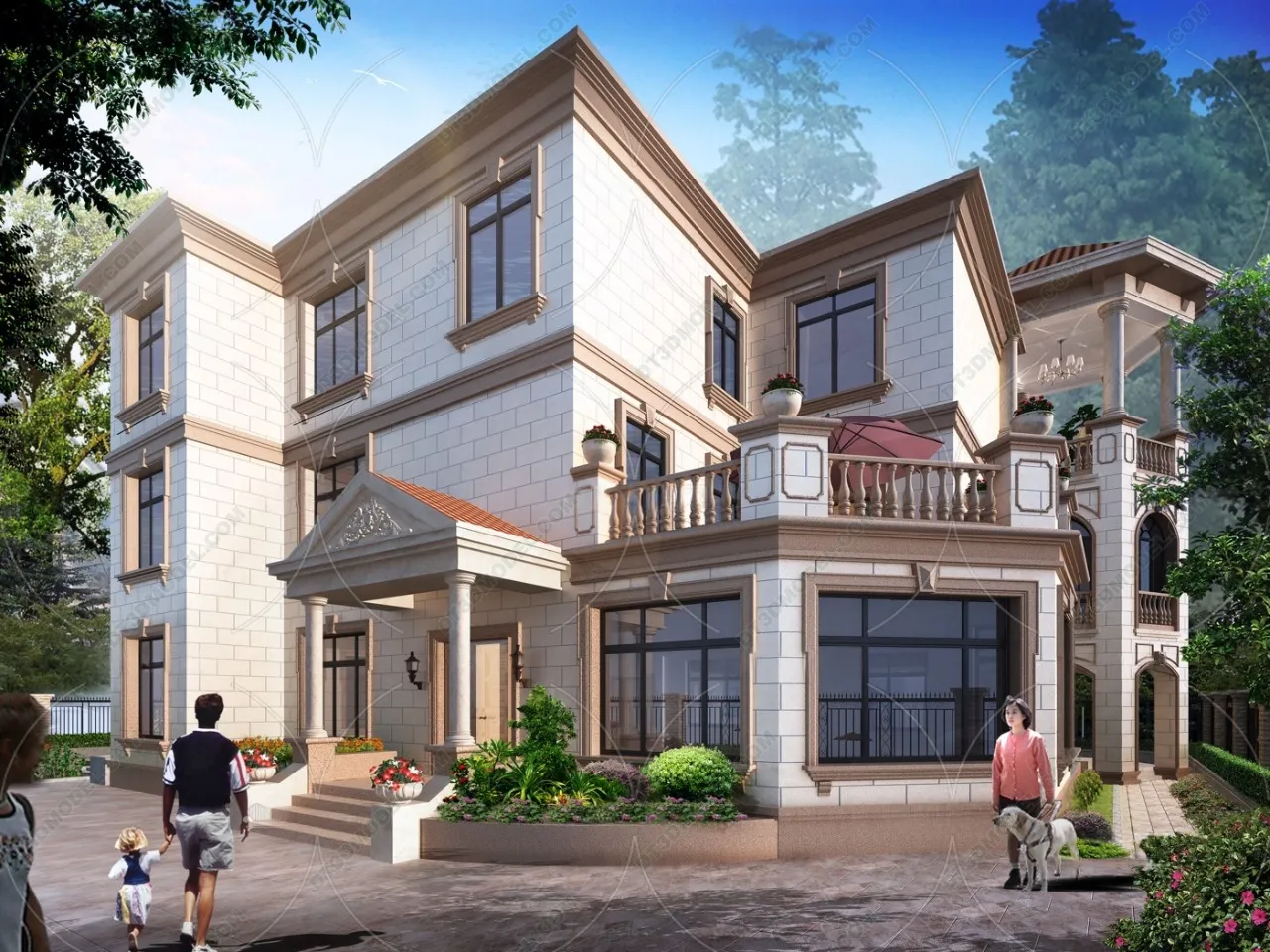 Europe Style Villa 3D Model - 3D Blocks - 030