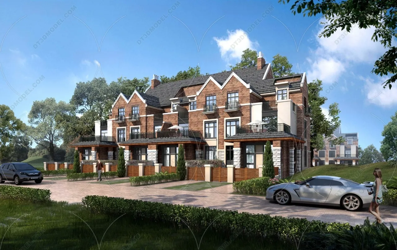 Europe Style Villa 3D Model - 3D Blocks - 032