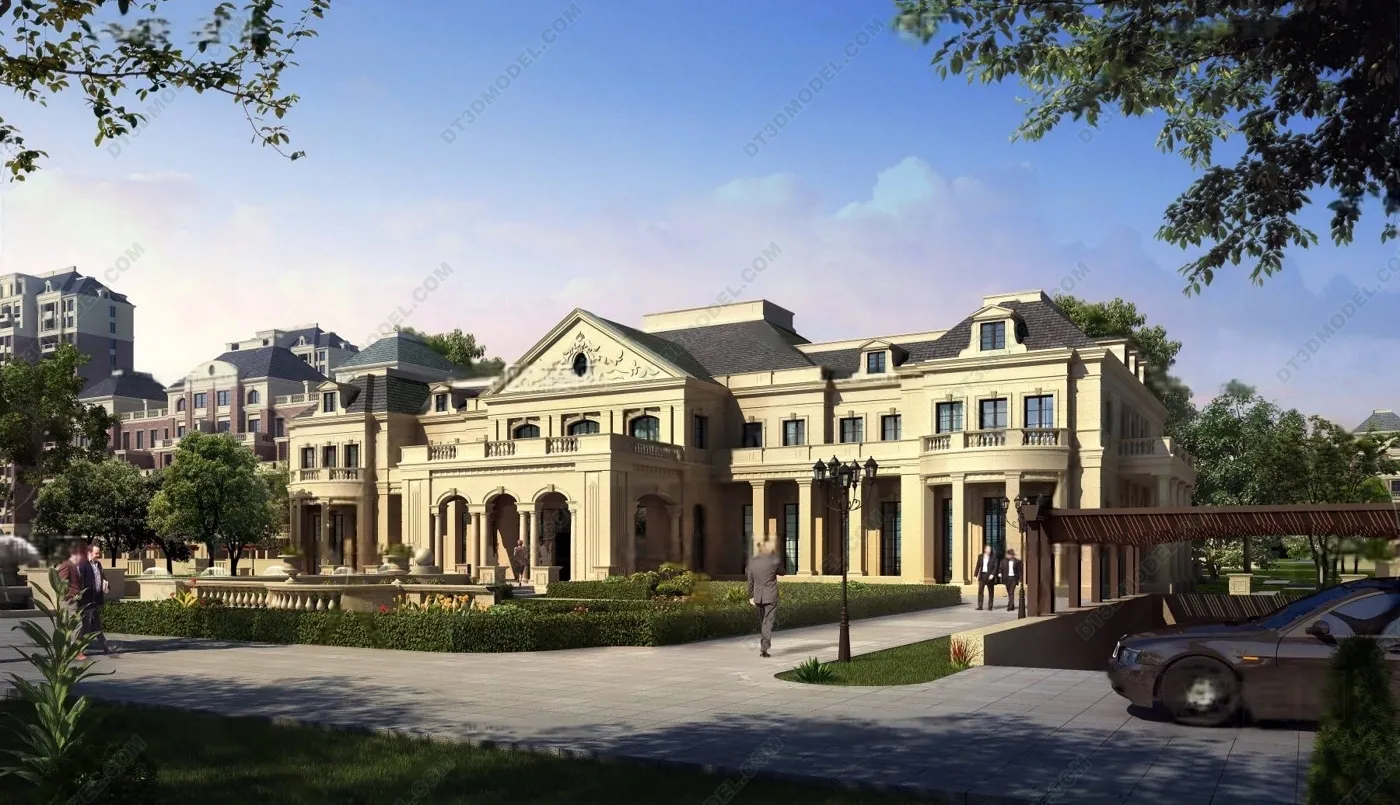 Europe Style Villa 3D Model - 3D Blocks - 034