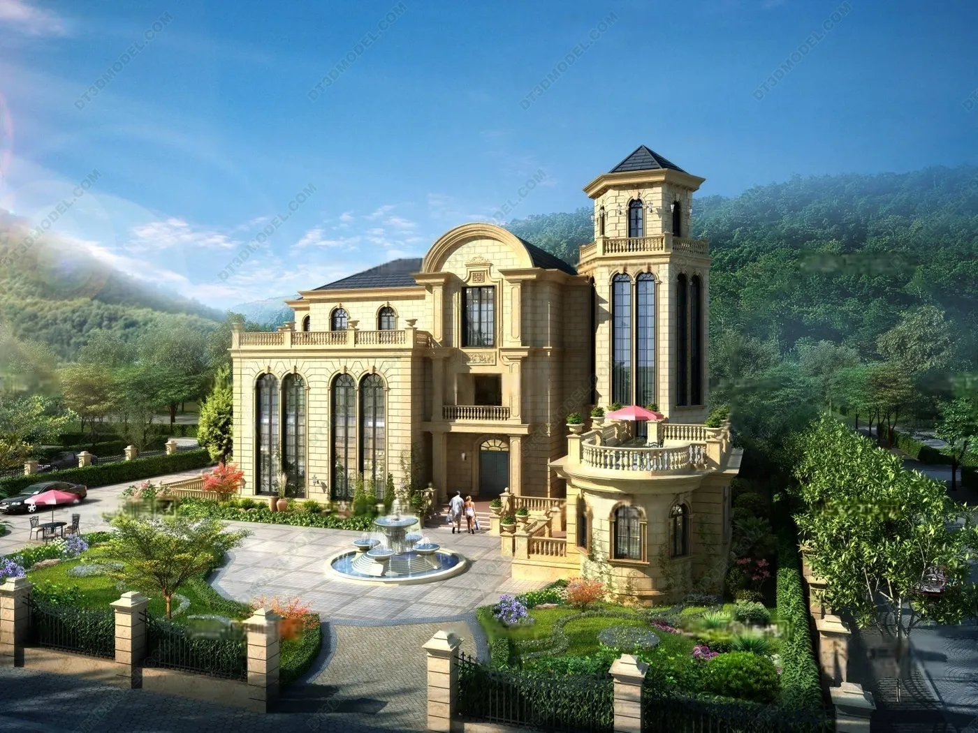 Europe Style Villa 3D Model - 3D Blocks - 035