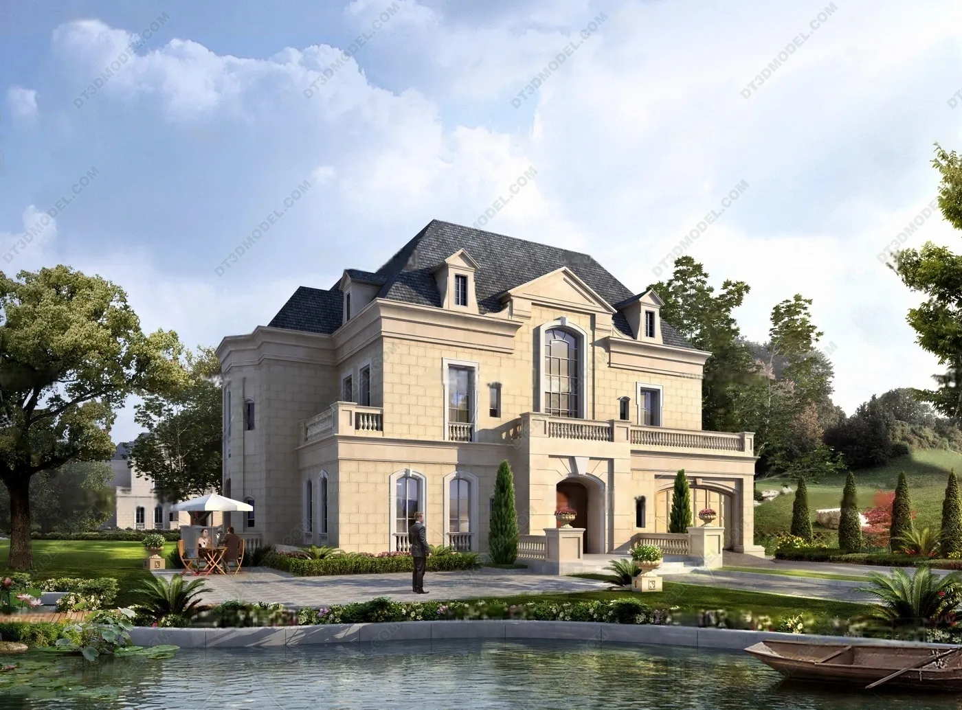 Europe Style Villa 3D Model - 3D Blocks - 037