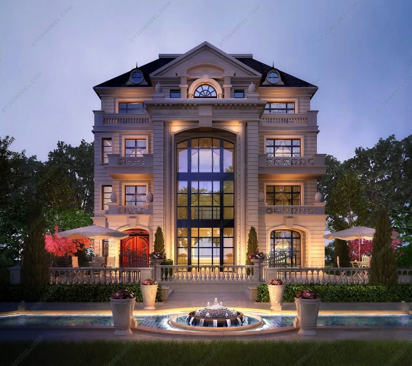 Europe Style Villa 3D Model - 3D Blocks - 038